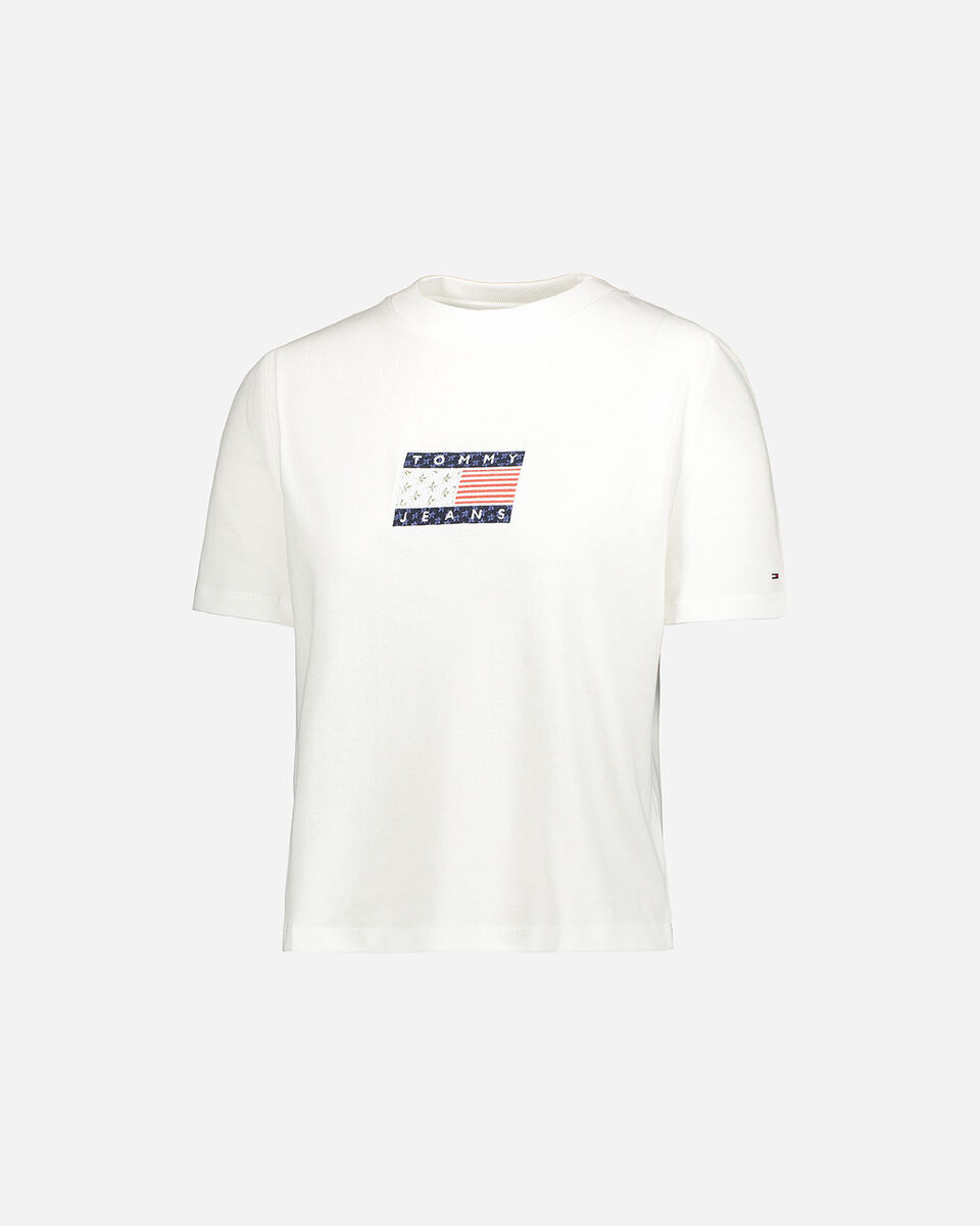 T-Shirt TOMMY HILFIGER CROP FIT FLAG PAILLETTES W S4082688|YBR|XS scatto 0