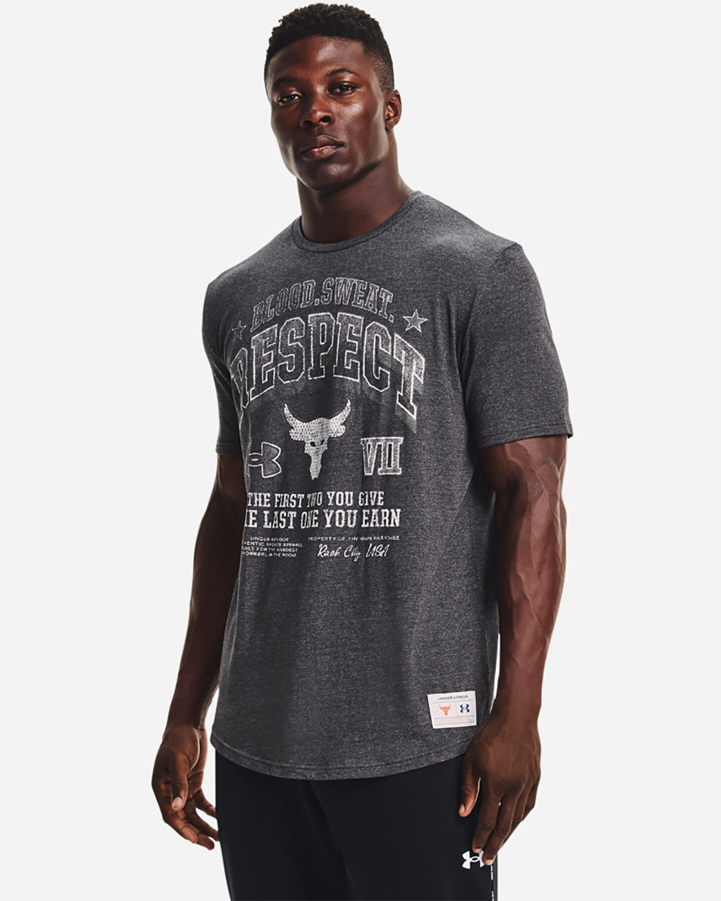  T-Shirt UNDER ARMOUR THE ROCK BSR RESPECT M S5336798|0001|XS scatto 2