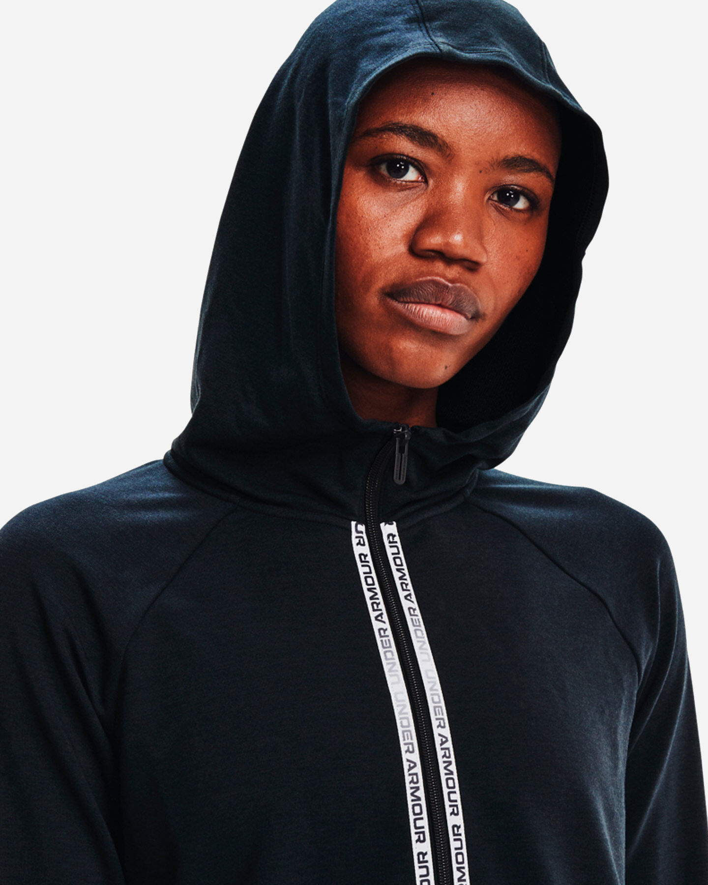  Felpa UNDER ARMOUR RIVAL TAPED FZ HOODIE W S5286981|0001|XS scatto 2