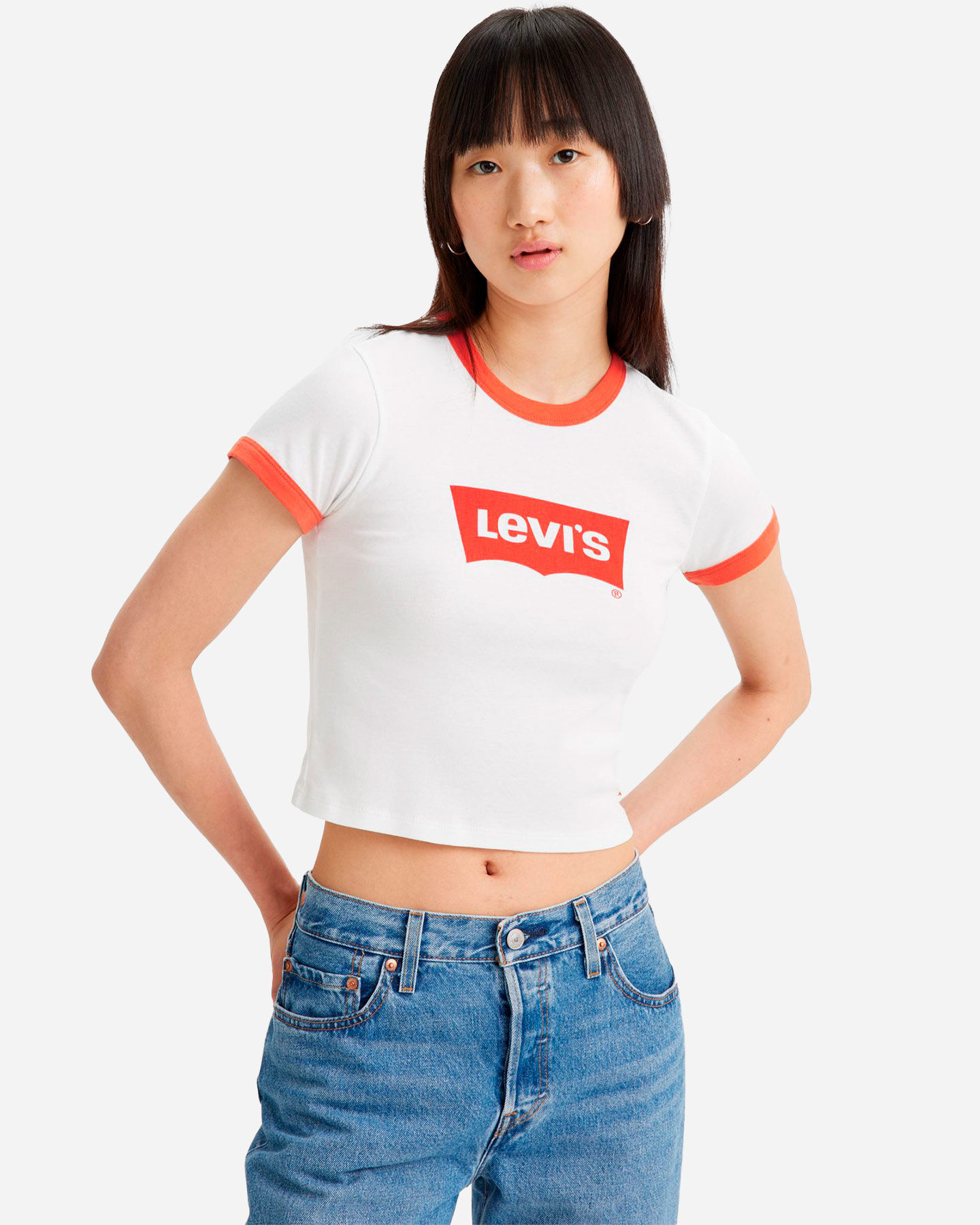  T-Shirt LEVI'S CROP LOGO BATWING RAGLAN W S4112867|0004|L scatto 2