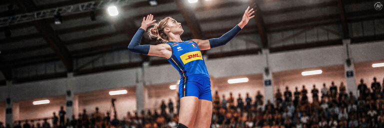Ragazza che fa schiacciata durante partita di volley