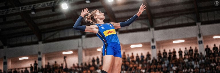 Ragazza che fa schiacciata durante partita di volley