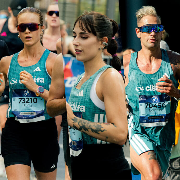 Sofia, Lorenzo e Clara che corrono la maratona di Berlino