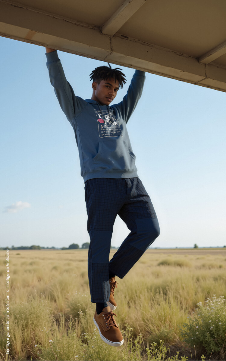 Ragazzo vestito con abbigliamento autunnale Think Pink