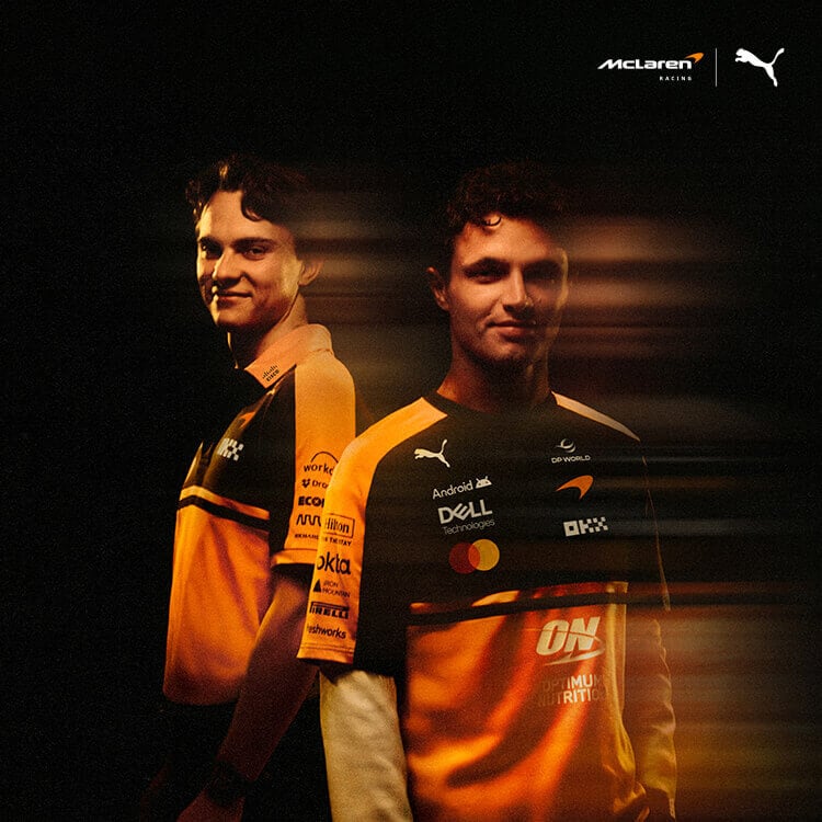 Piloti che indossano abbigliamento Puma x McLaren