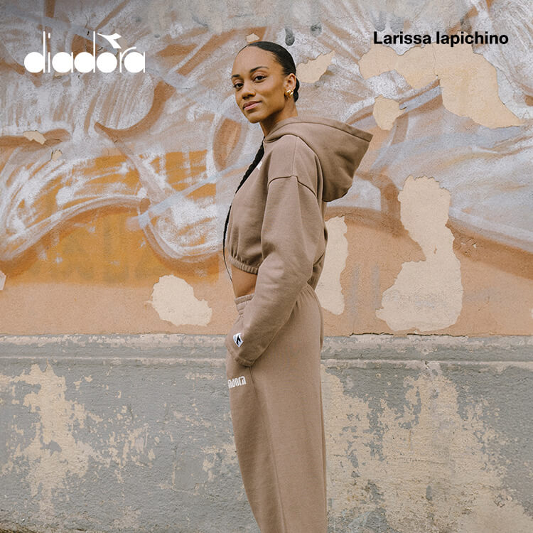 Larissa Iapichino che indossa abbigliamento sportwear Diadora Athletic Logo
