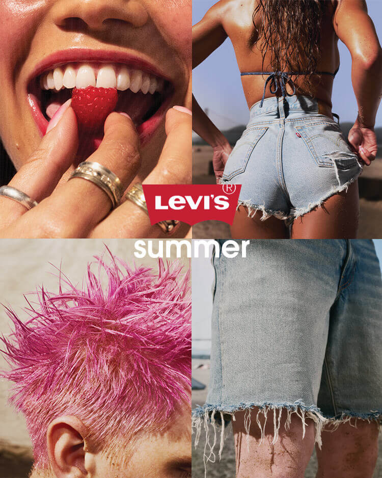Collage immagini estive con abbigliamento Levi's
