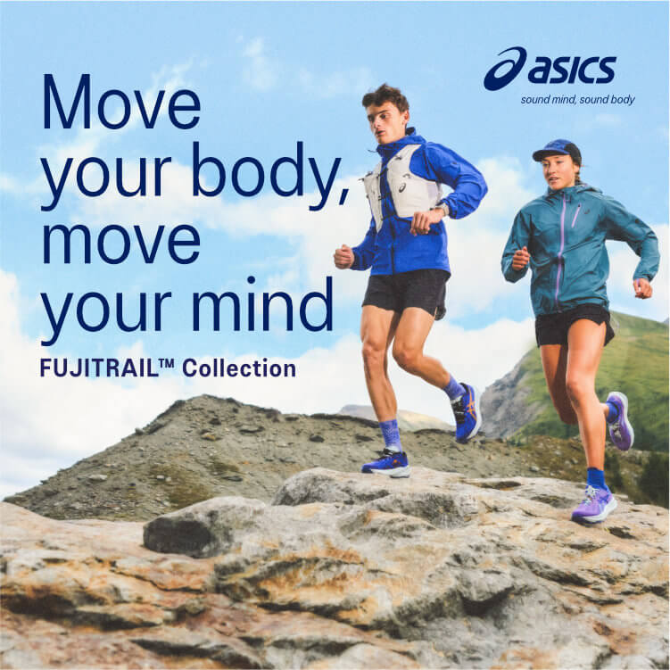 Ragazzi che corrono con carpe da trail Asics Trabuco 14