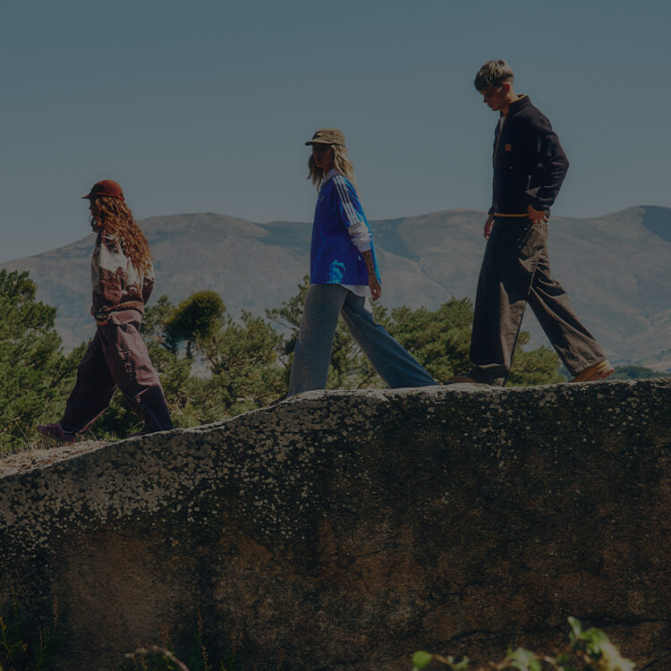 Gruppo di ragazzi che cammina in montagna