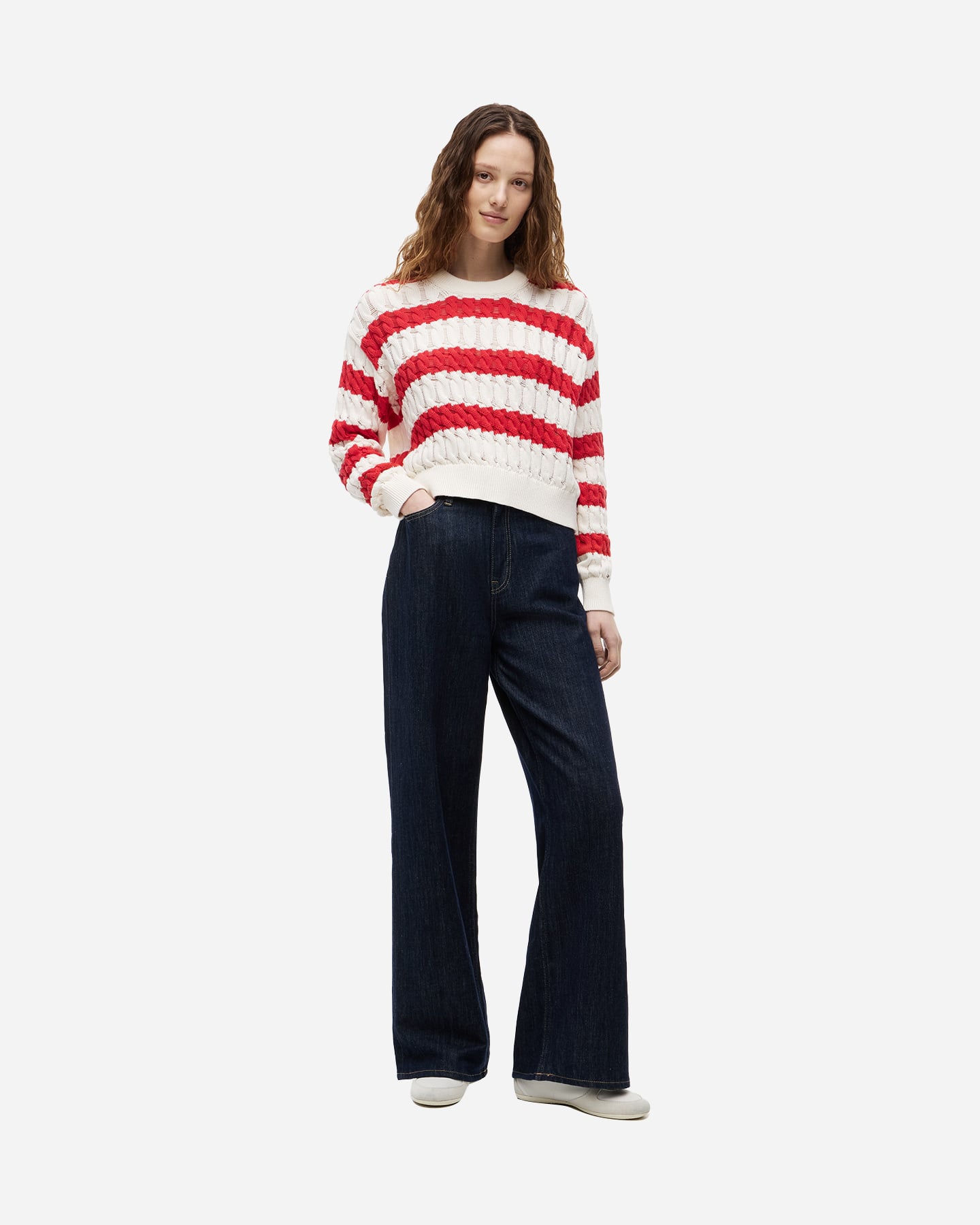 Maglione TOMMY HILFIGER LOOSE CABLE STRIPE W - Bianco - 2 | Cisalfa Sport
