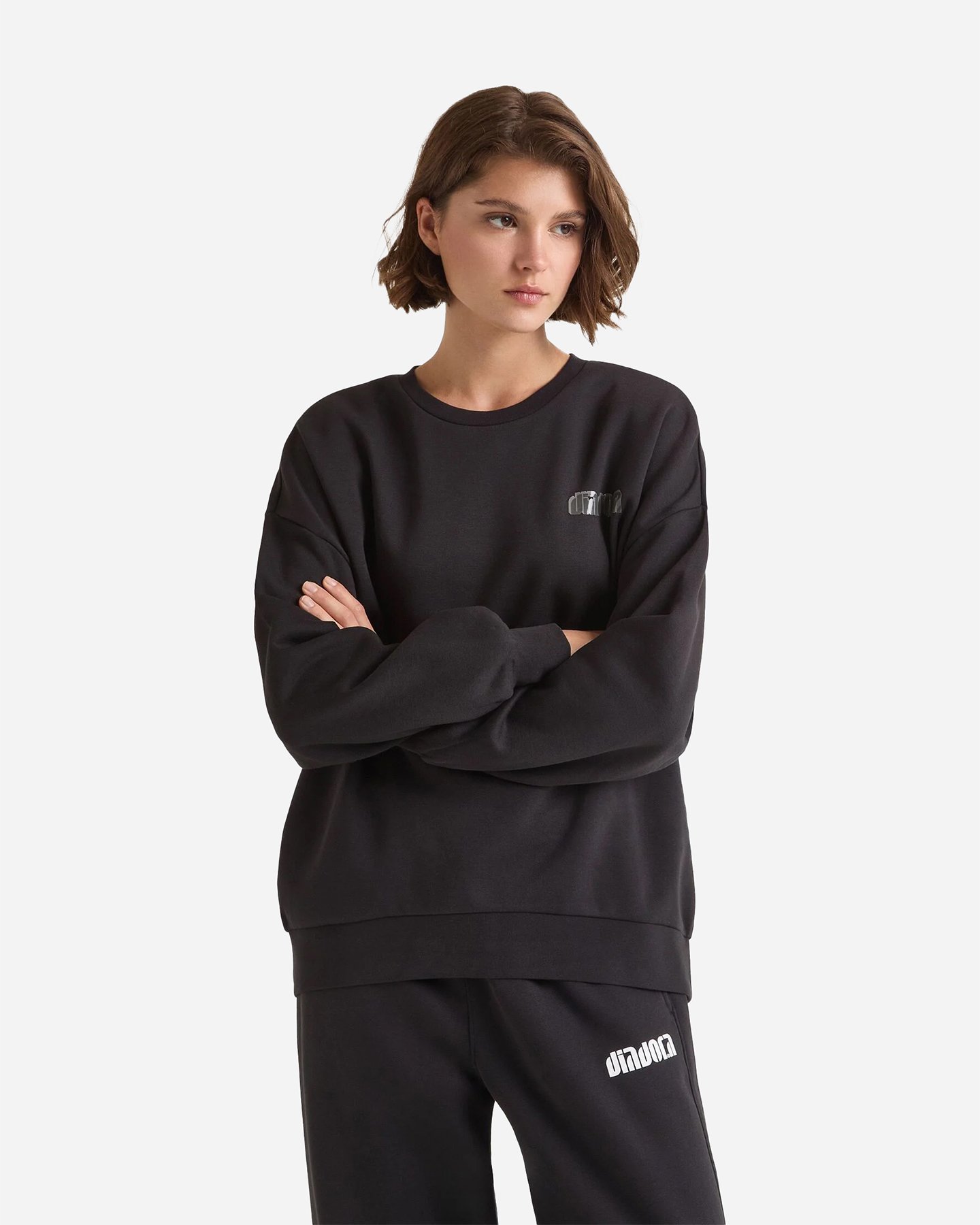 Felpa DIADORA ATHLETIC LOGO W - Nero - 2 | Cisalfa Sport