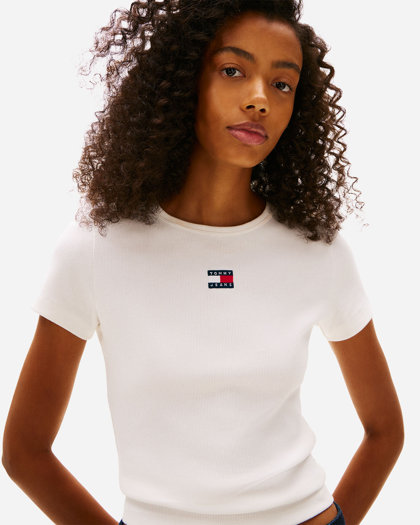 T-shirt TOMMY HILFIGER RIB BADGE W - Bianco - 4 | Cisalfa Sport