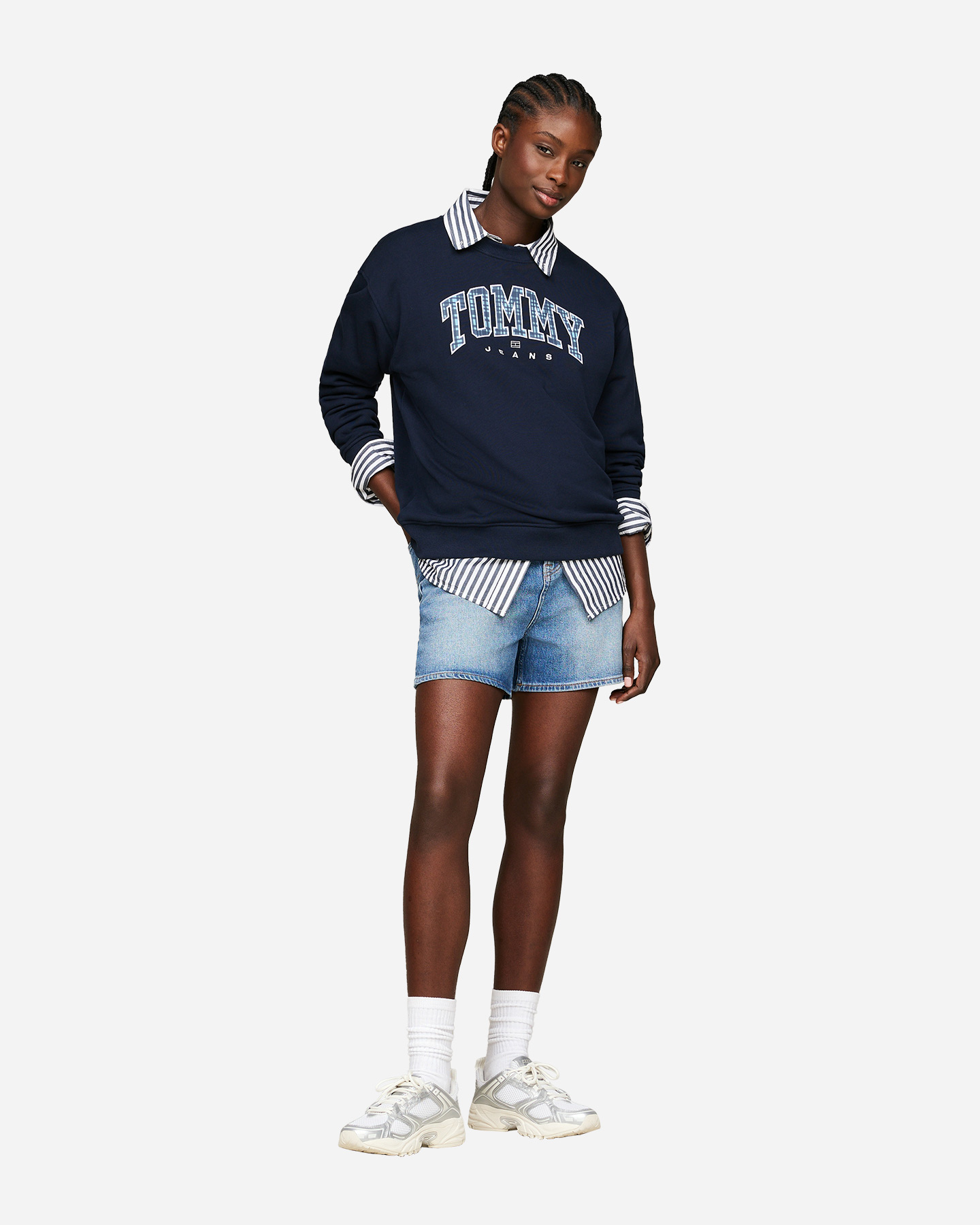 Felpa TOMMY HILFIGER RELAXED VARSITY LOGO CHECK W - Blu Navy - 1 | Cisalfa Sport