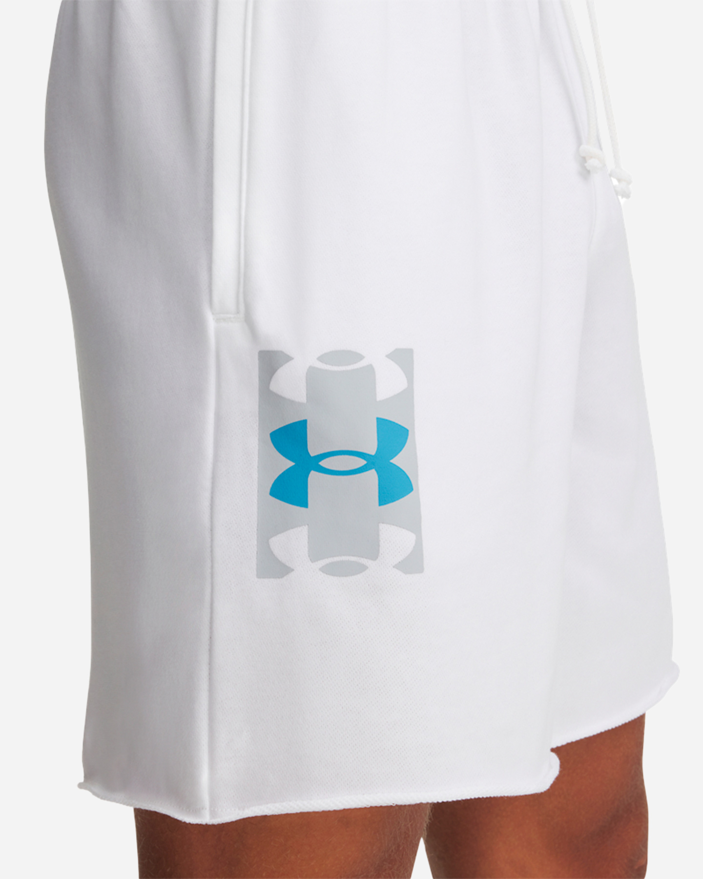 Pantaloncini UNDER ARMOUR RIVAL TERRY LOGO M - Bianco - 3 | Cisalfa Sport
