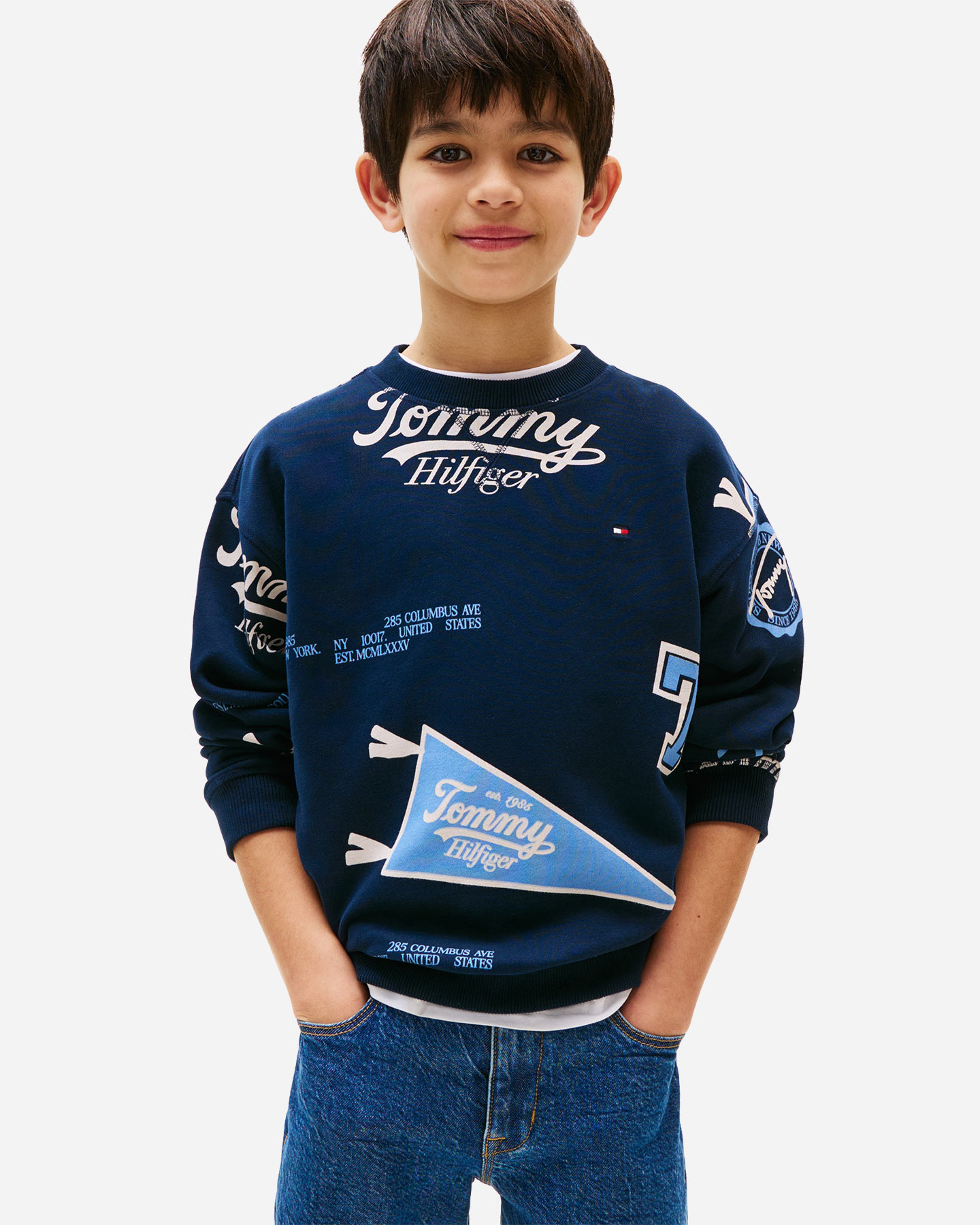 Felpa TOMMY HILFIGER PRINTED JR - Blu Navy - 3 | Cisalfa Sport