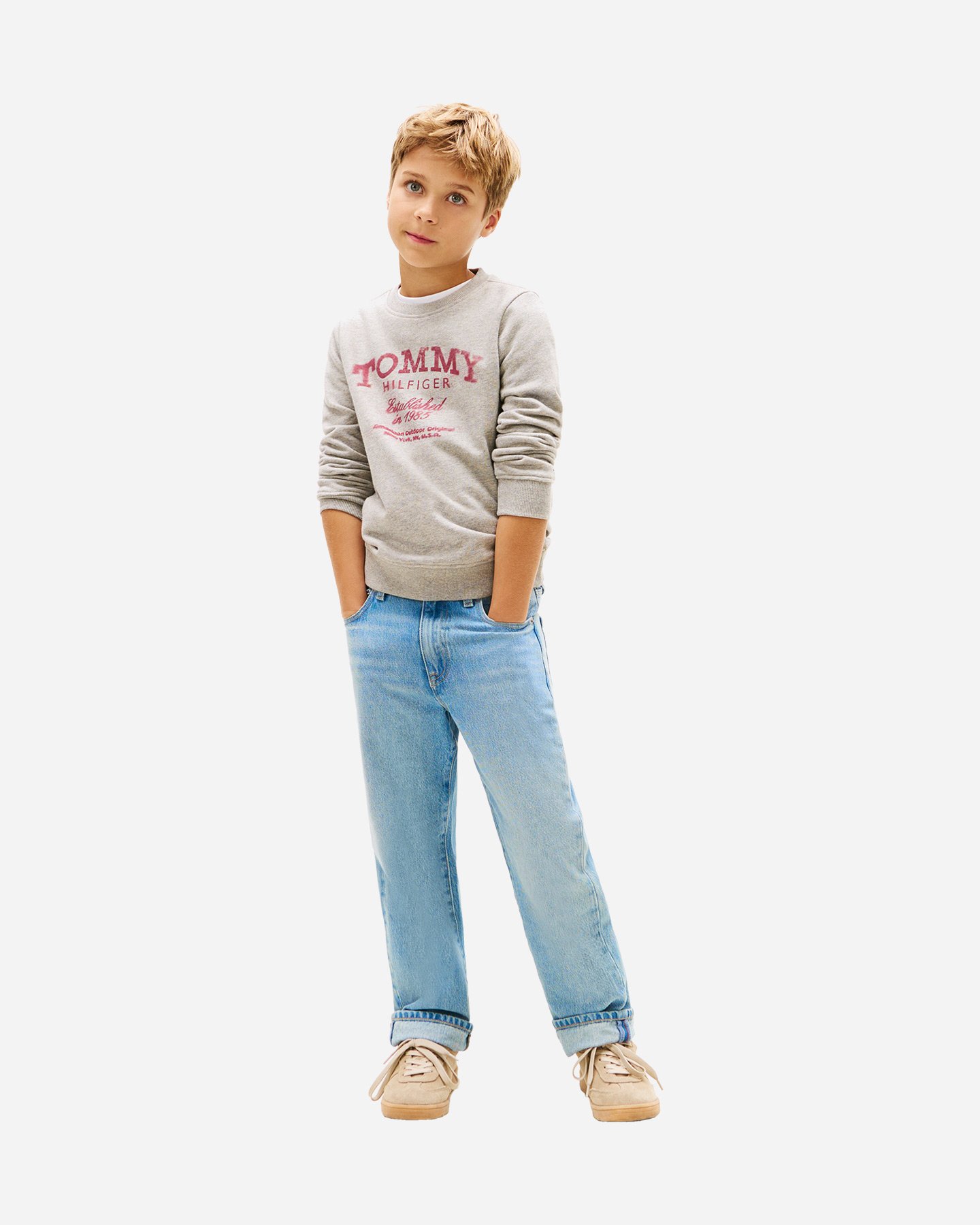 Felpa TOMMY HILFIGER FADED PRINT JR - Grigio - 1 | Cisalfa Sport