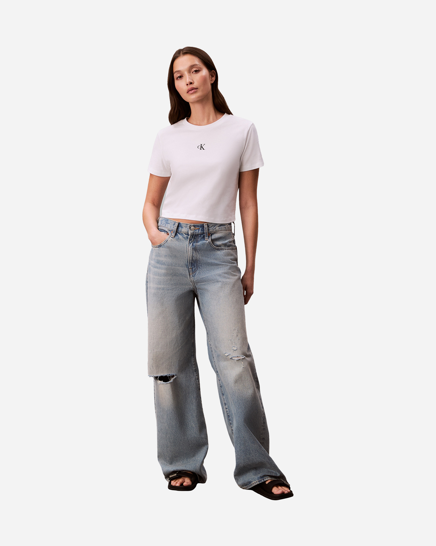 T-shirt CALVIN KLEIN JEANS SMALL LOGO W - Bianco - 3 | Cisalfa Sport
