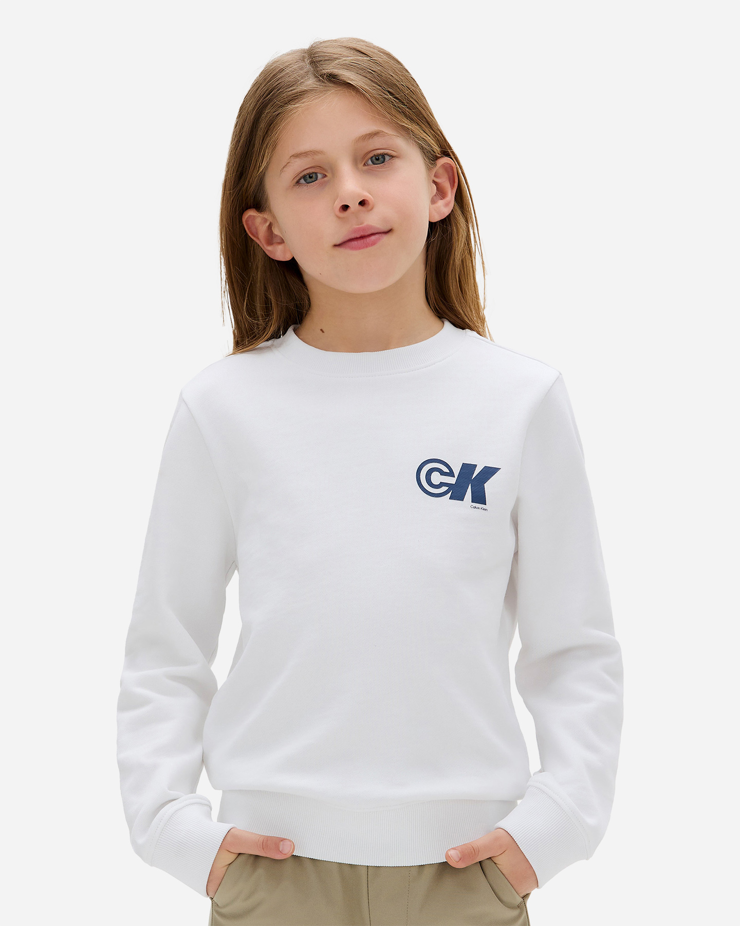 Felpa CALVIN KLEIN JEANS NEW LOGO JR - Bianco - 0 | Cisalfa Sport