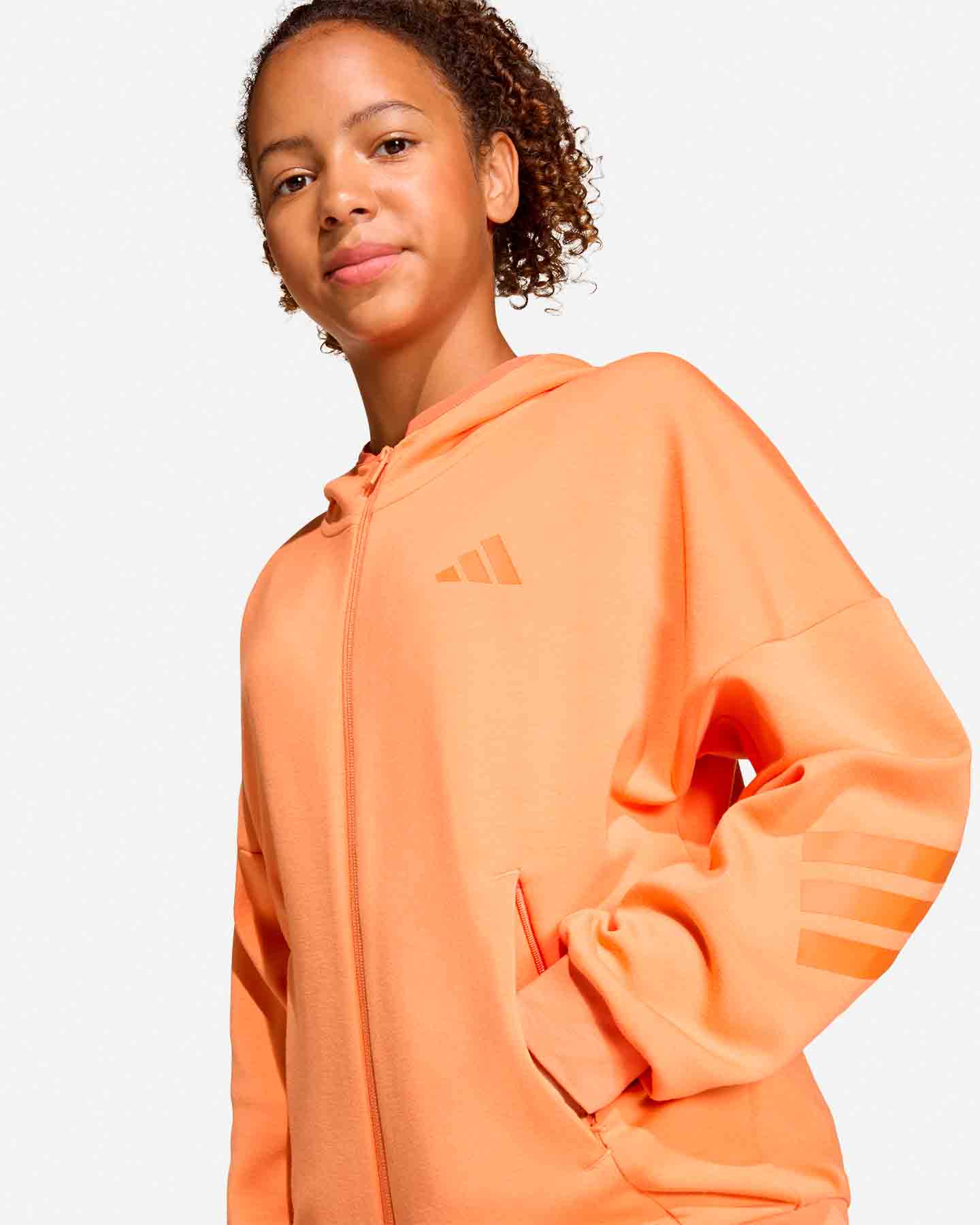 Felpa ADIDAS FUTURE ICONS 3STRIPES JR - Arancione - 5 | Cisalfa Sport