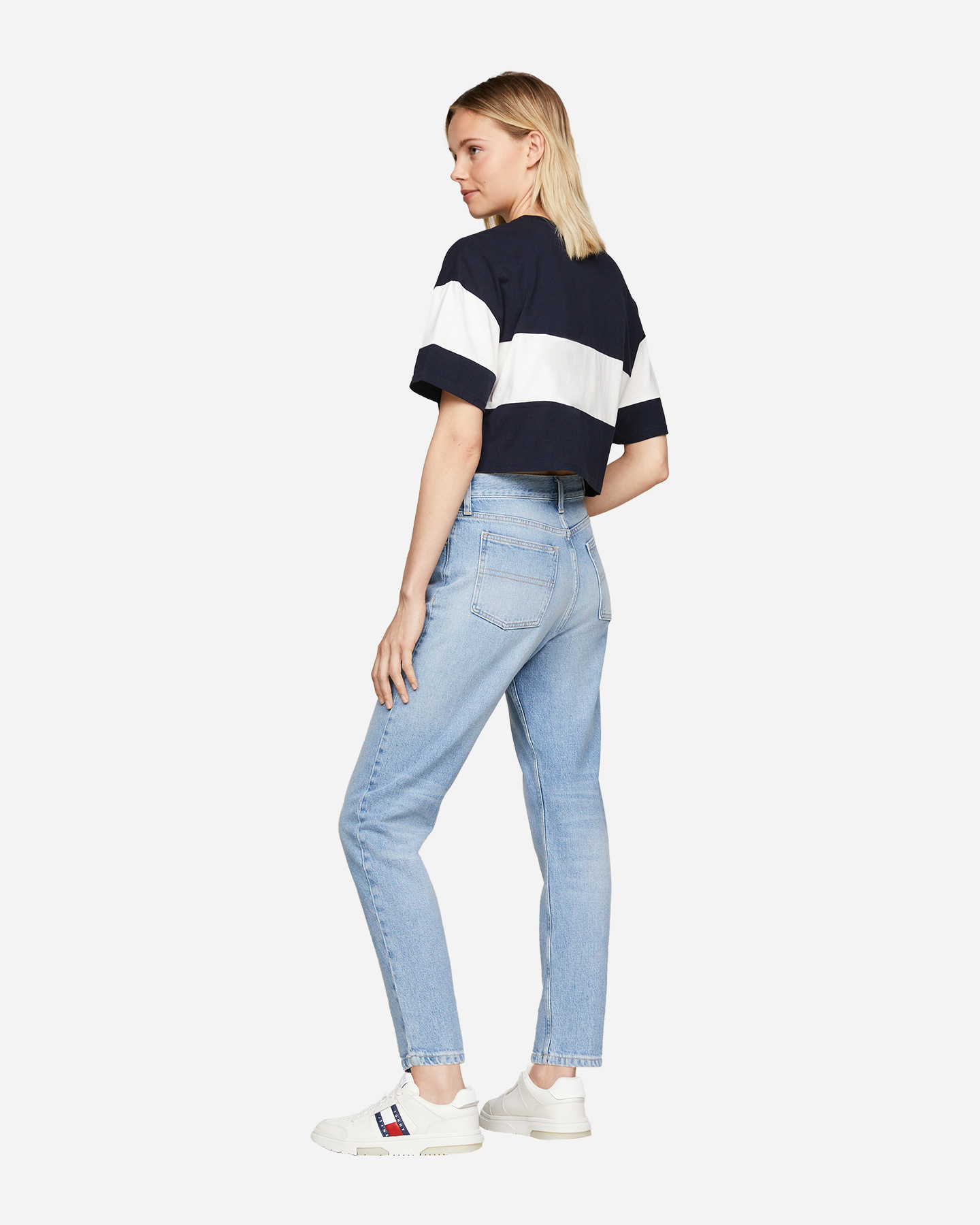 T-shirt TOMMY HILFIGER CROP BADE STRIPE W - Blu Navy - 2 | Cisalfa Sport