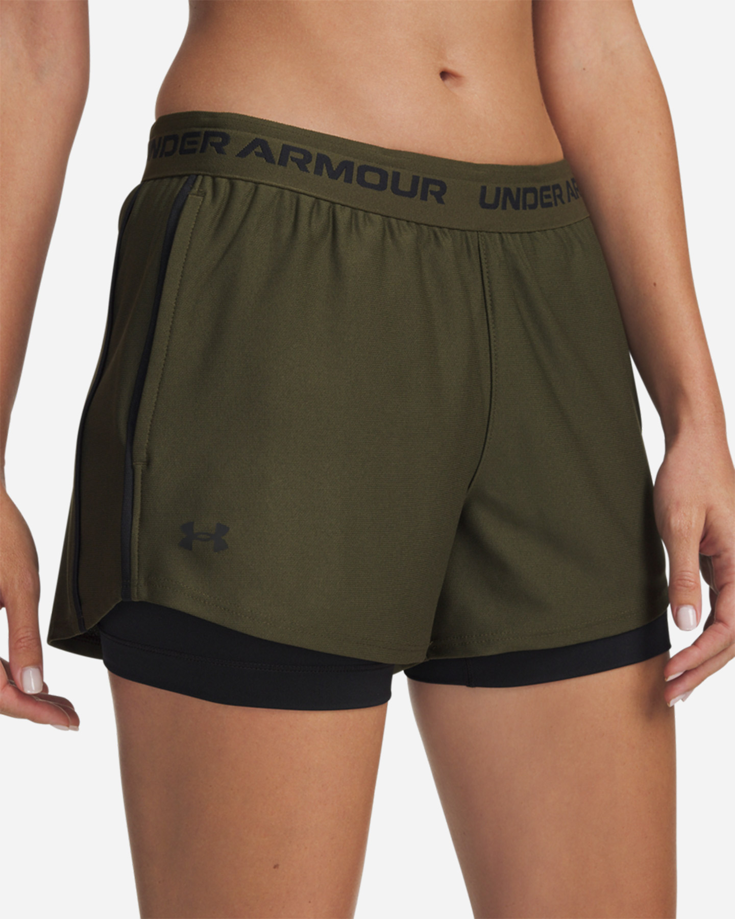 Short training UNDER ARMOUR TECH PLAY UP 2IN1 W - Verde - 3 | Cisalfa Sport