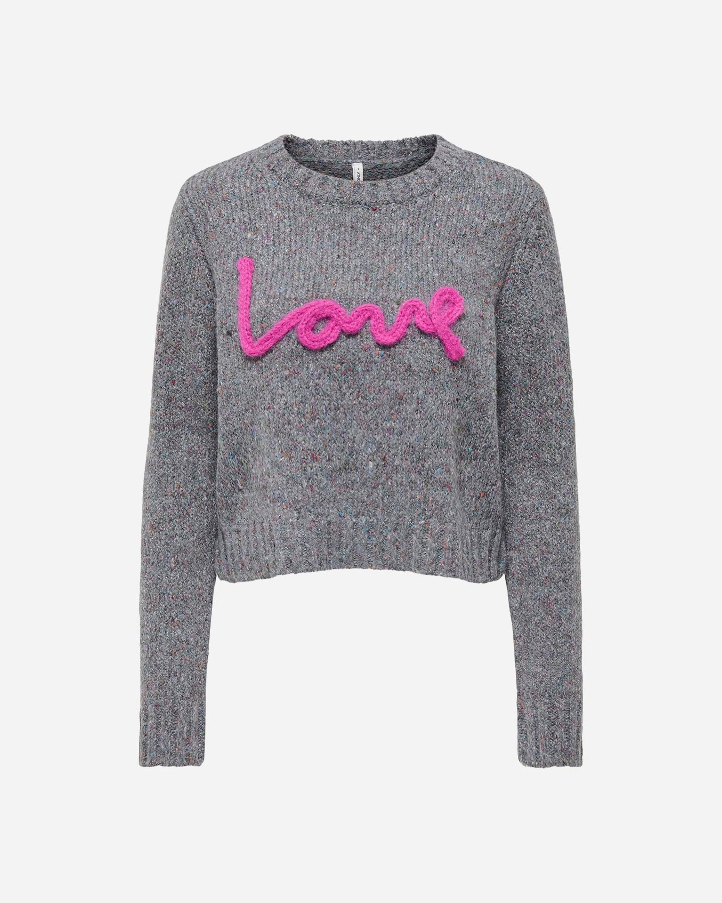 Only Smilla Script Love W - Maglione - Donna - Grigio