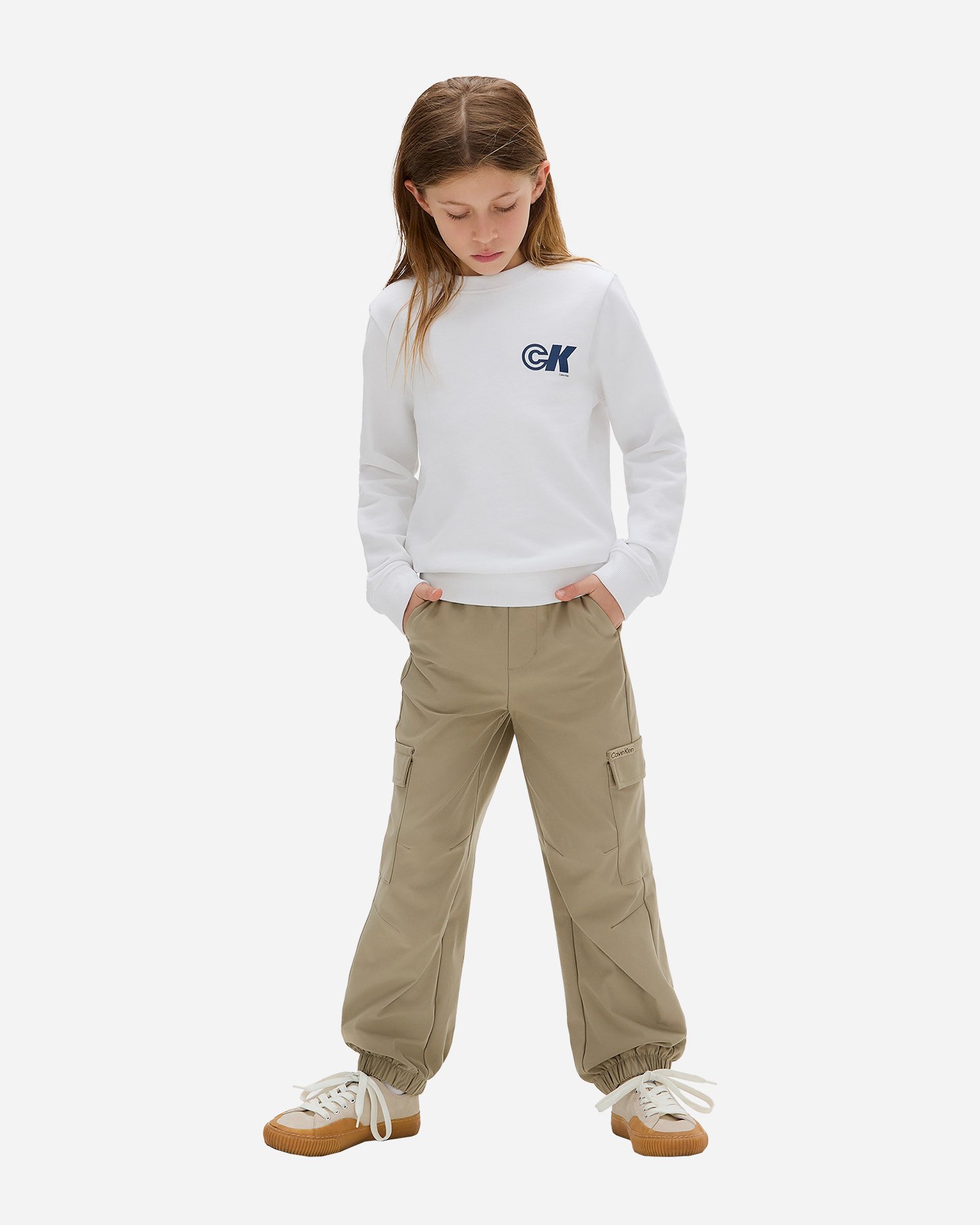 Felpa CALVIN KLEIN JEANS NEW LOGO JR - Bianco - 2 | Cisalfa Sport