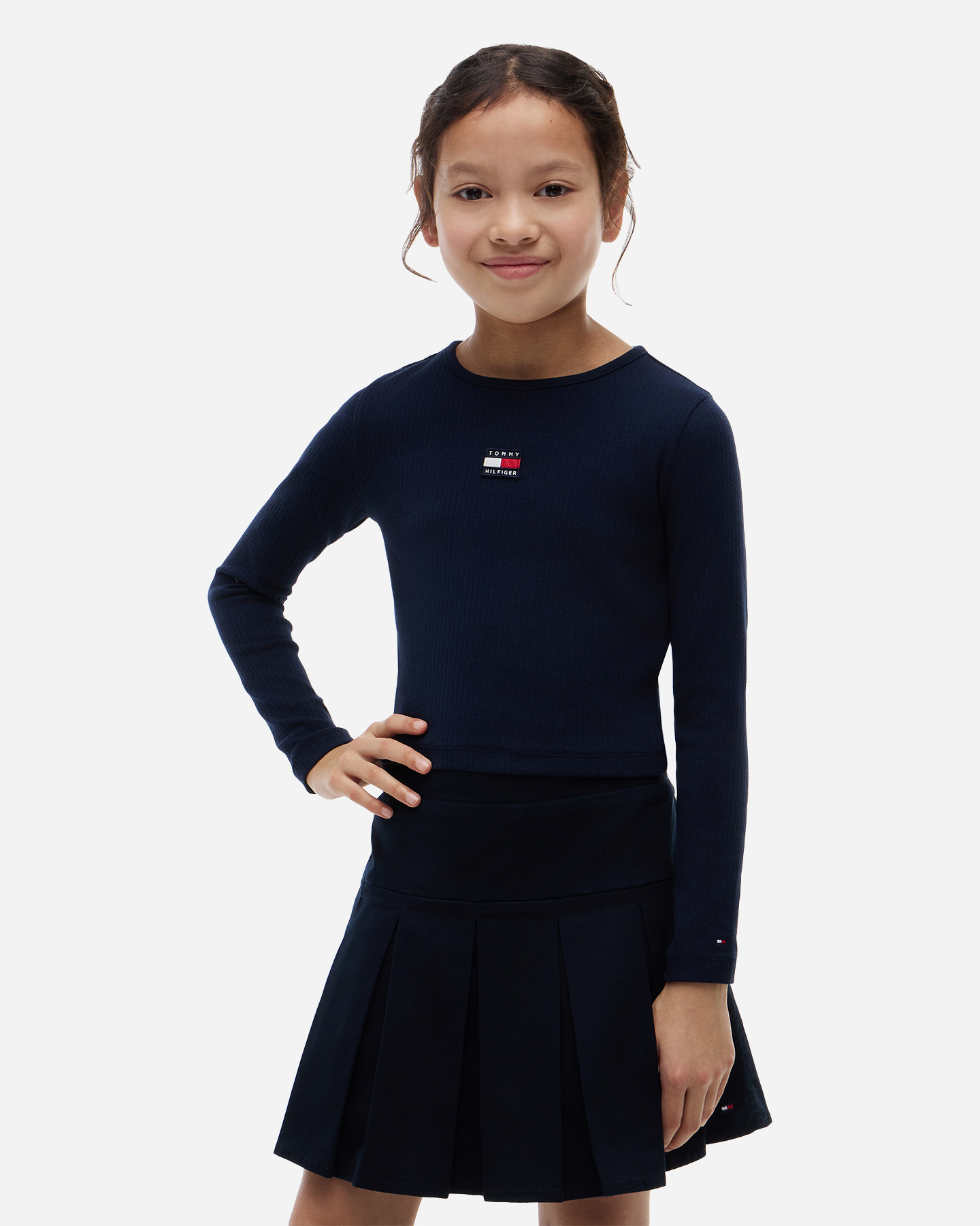 T-shirt TOMMY HILFIGER CROP RIB KNIT JR - Blu - 1 | Cisalfa Sport