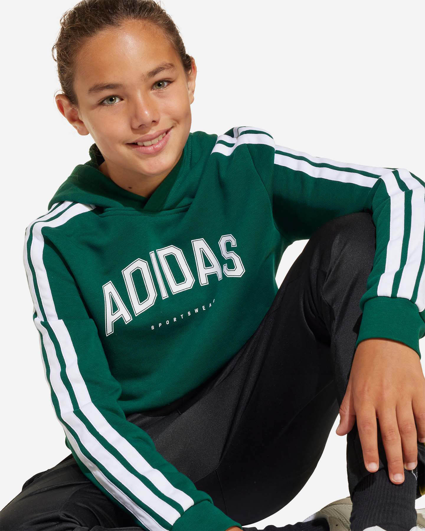 Felpa ADIDAS 3STRIPES JR - Verde - 3 | Cisalfa Sport
