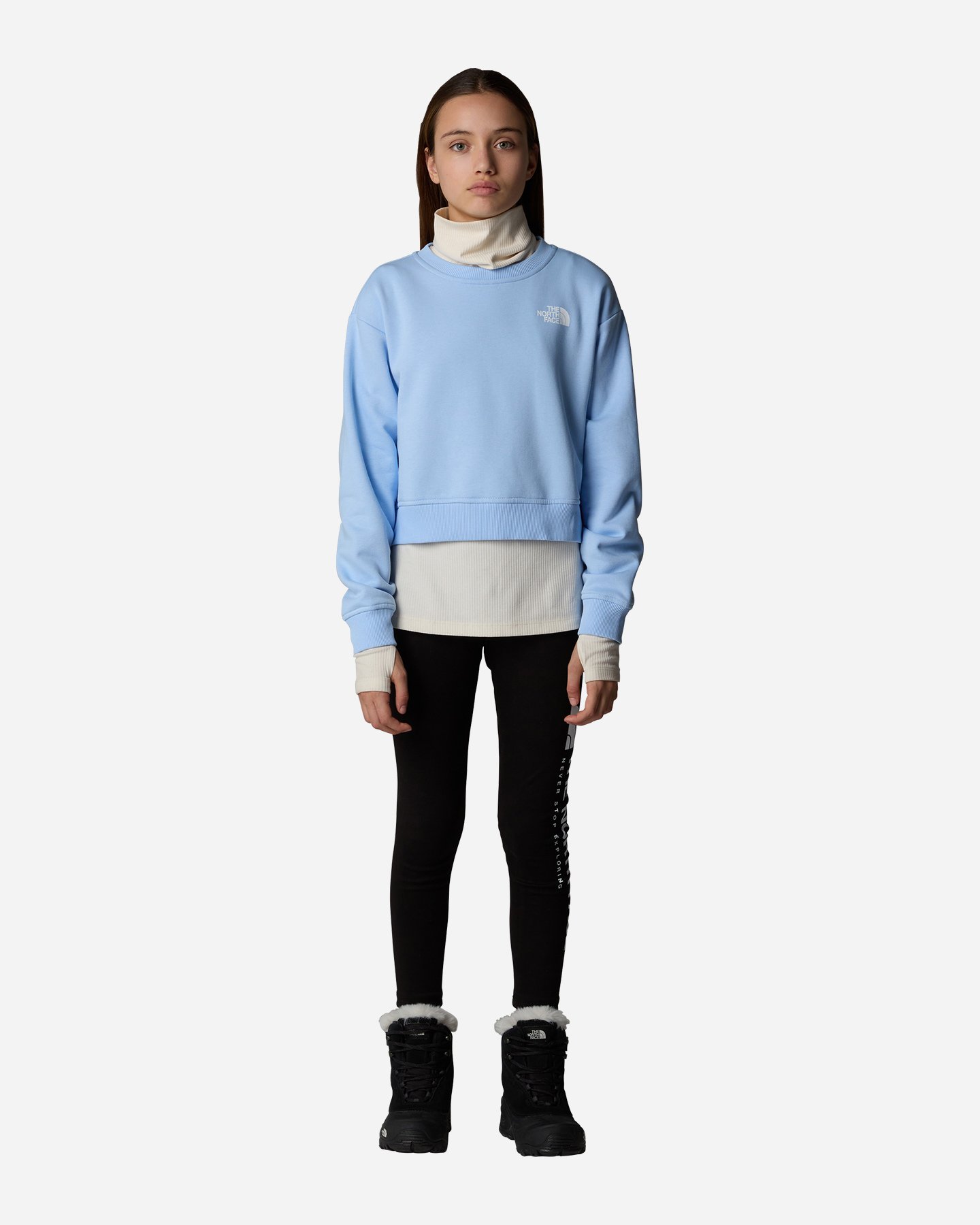 Felpa THE NORTH FACE GIRL CROP OVERSIZE JR - Azzurro - 4 | Cisalfa Sport