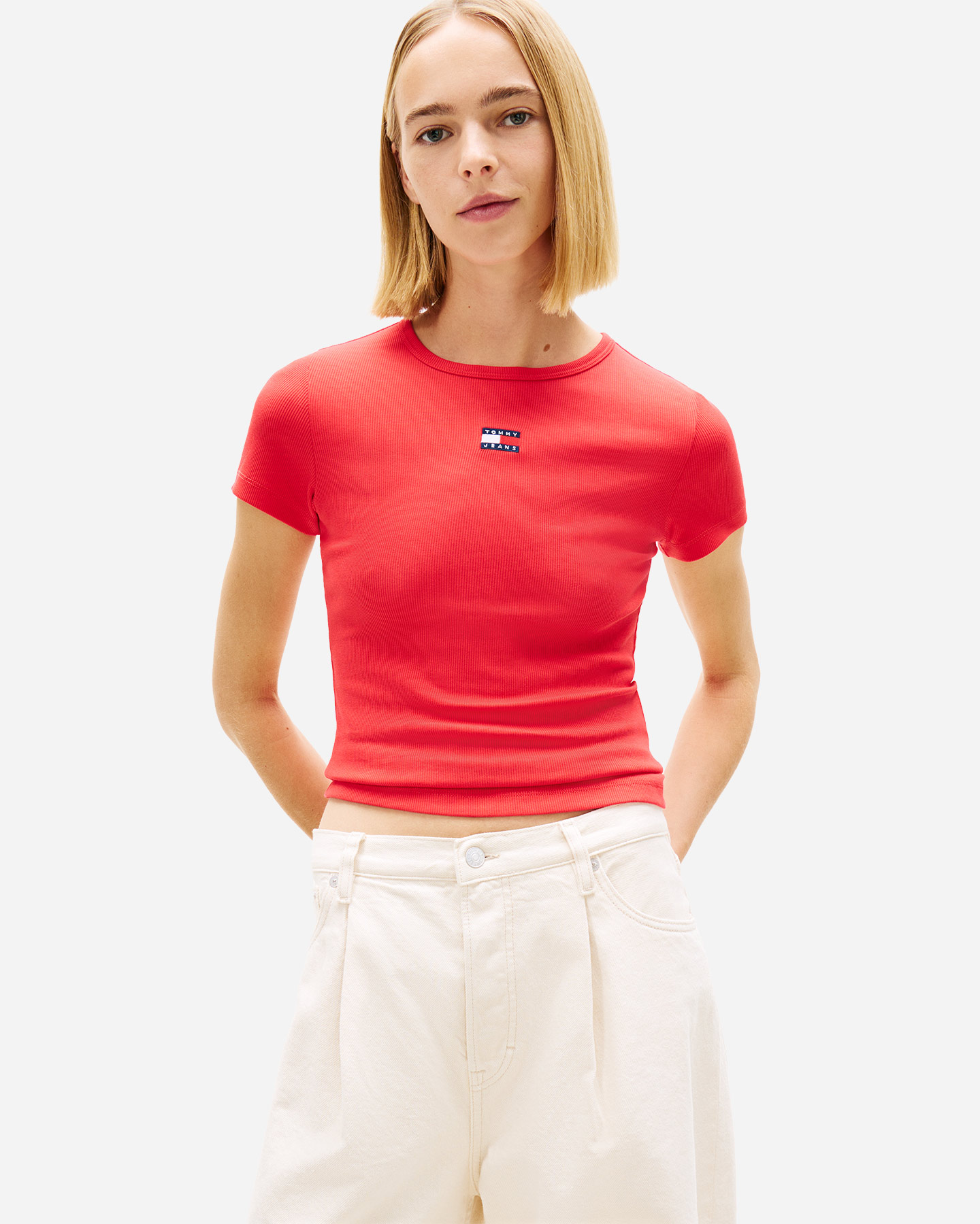 T-shirt TOMMY HILFIGER RIB BADGE W - Rosso - 1 | Cisalfa Sport