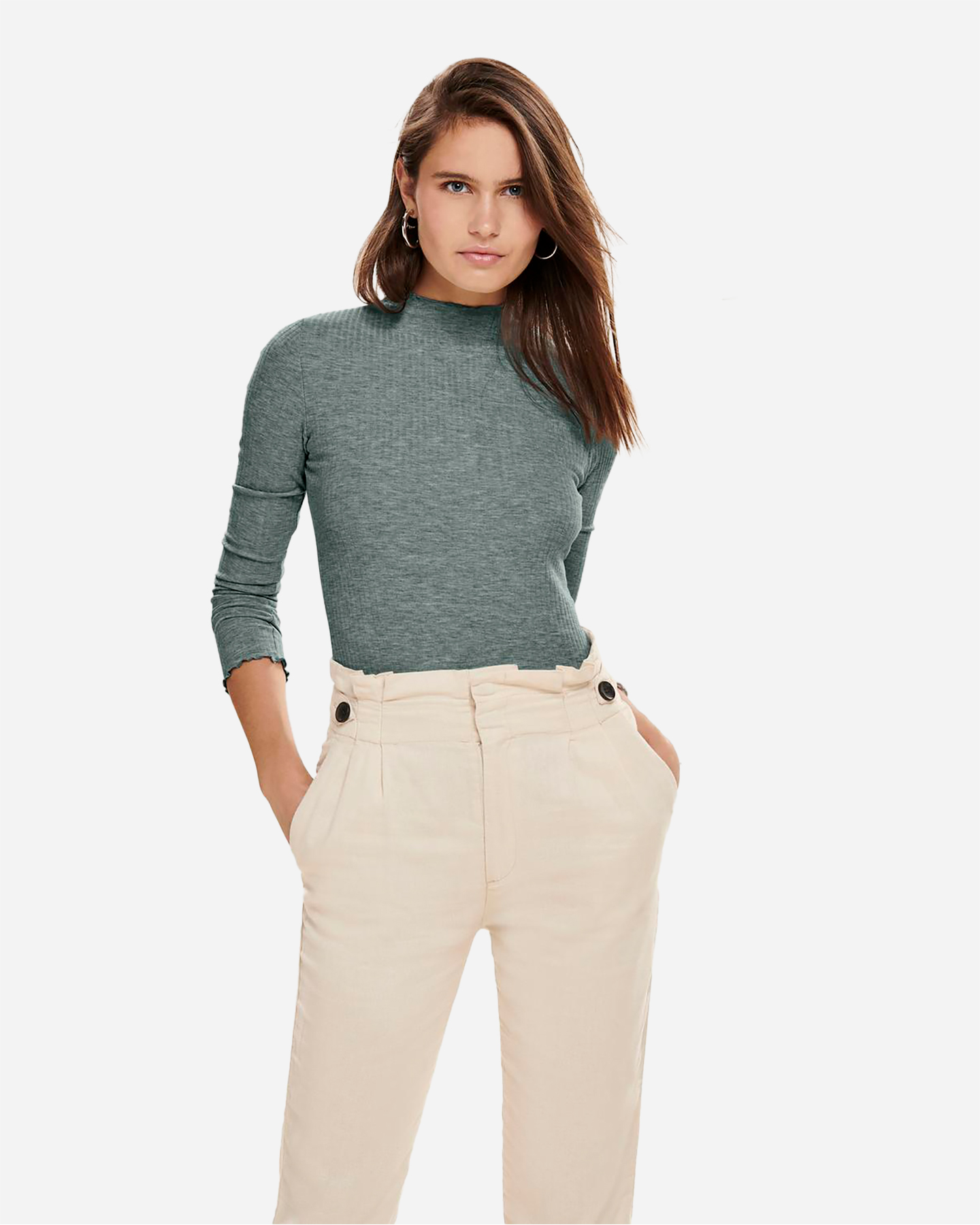 T-shirt ONLY EMMA LUPETTO W - Verde - 2 | Cisalfa Sport