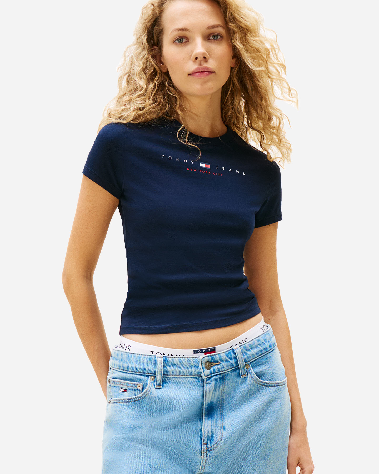 T-shirt TOMMY HILFIGER LINEAR LOGO W  - Blu - 3 | Cisalfa Sport