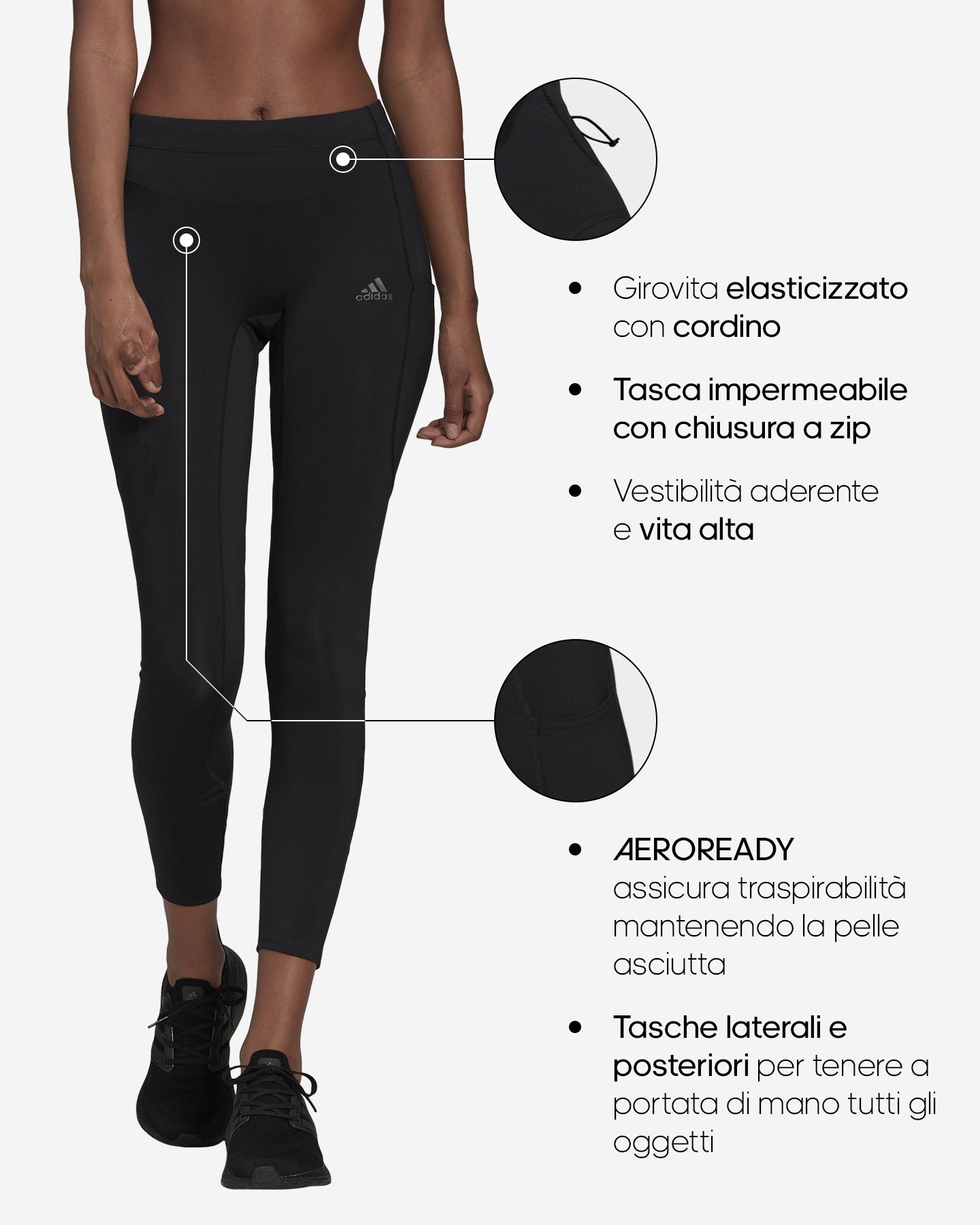 Fuseaux running ADIDAS FASTIMP W - Nero - 1 | Cisalfa Sport