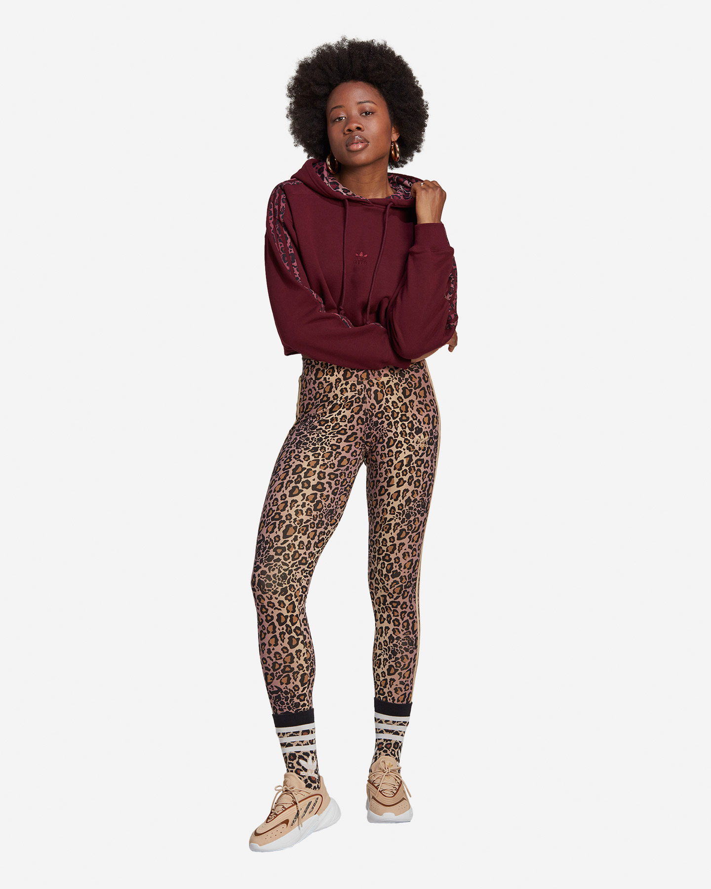 Felpa ADIDAS ORGINALS TREFOIL ANIMALIER W - Rosso - 5 | Cisalfa Sport