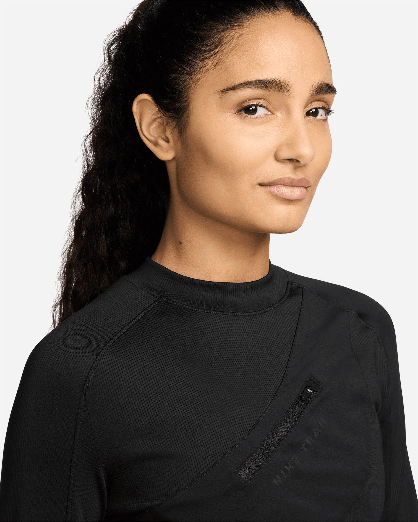 Maglia running NIKE TRAIL CROPPED W - Nero - 3 | Cisalfa Sport