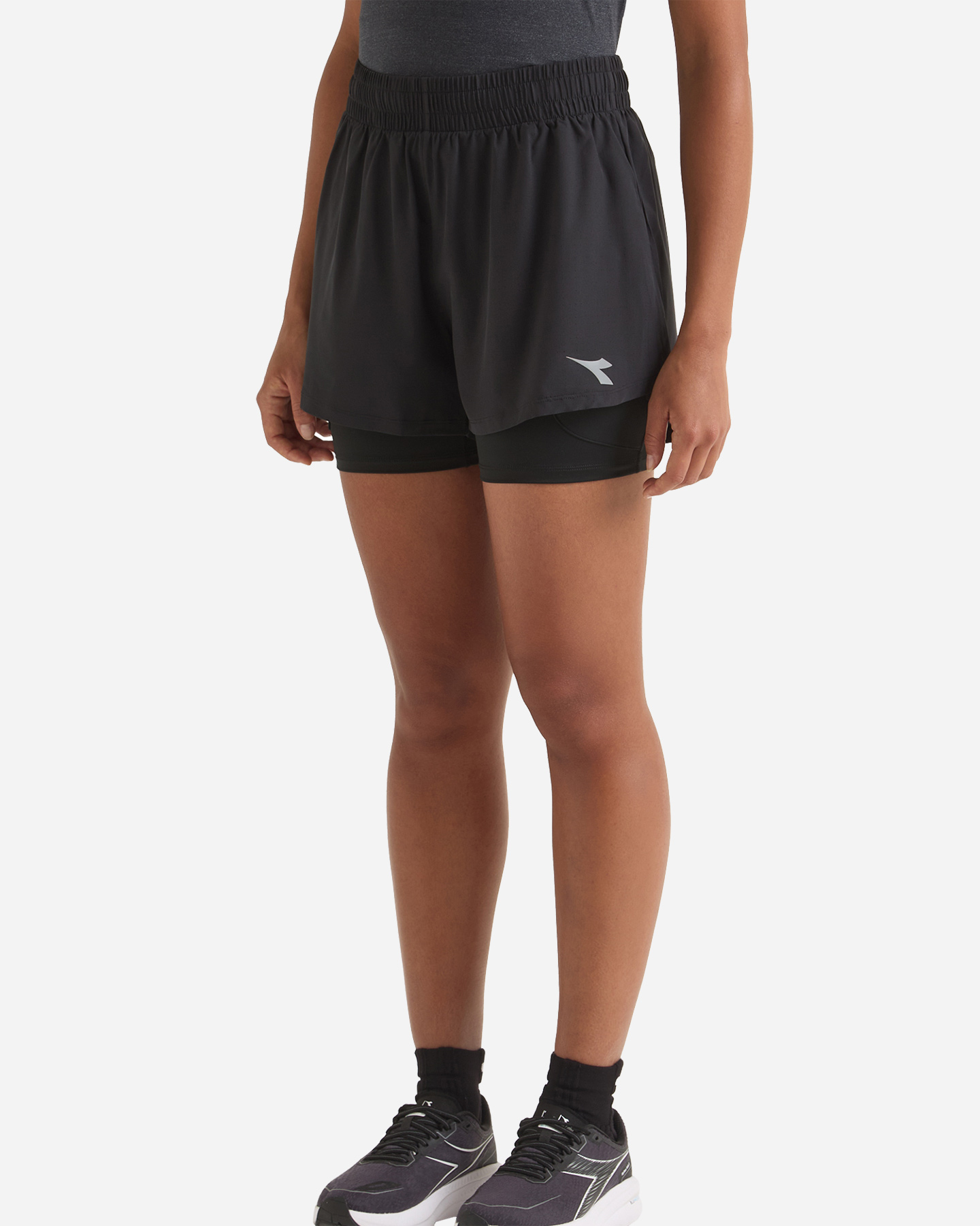 Short running DIADORA RUN CREW 2IN1 W - Nero - 1 | Cisalfa Sport