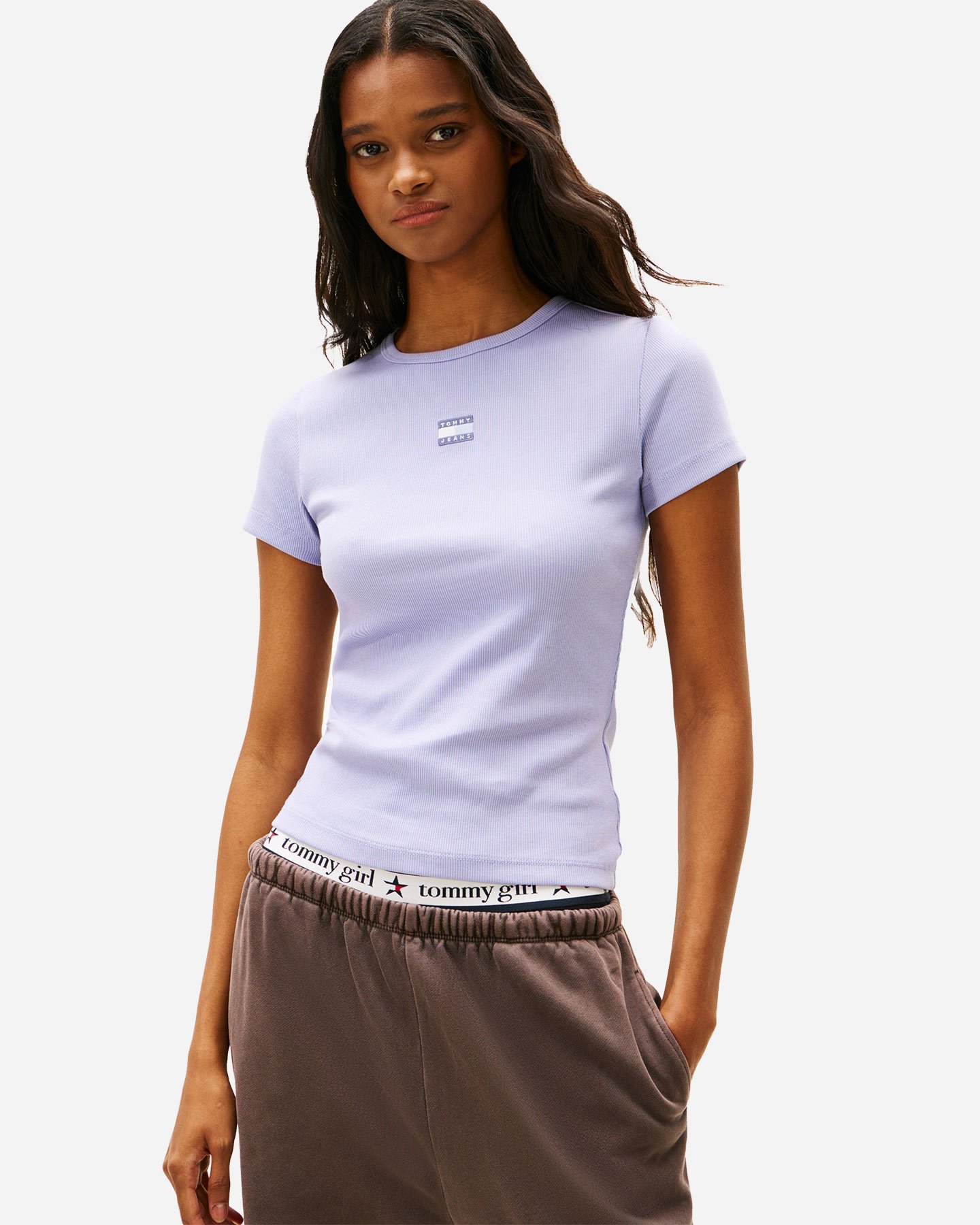 T-shirt TOMMY HILFIGER RIB BADGE W - Lilla - 1 | Cisalfa Sport