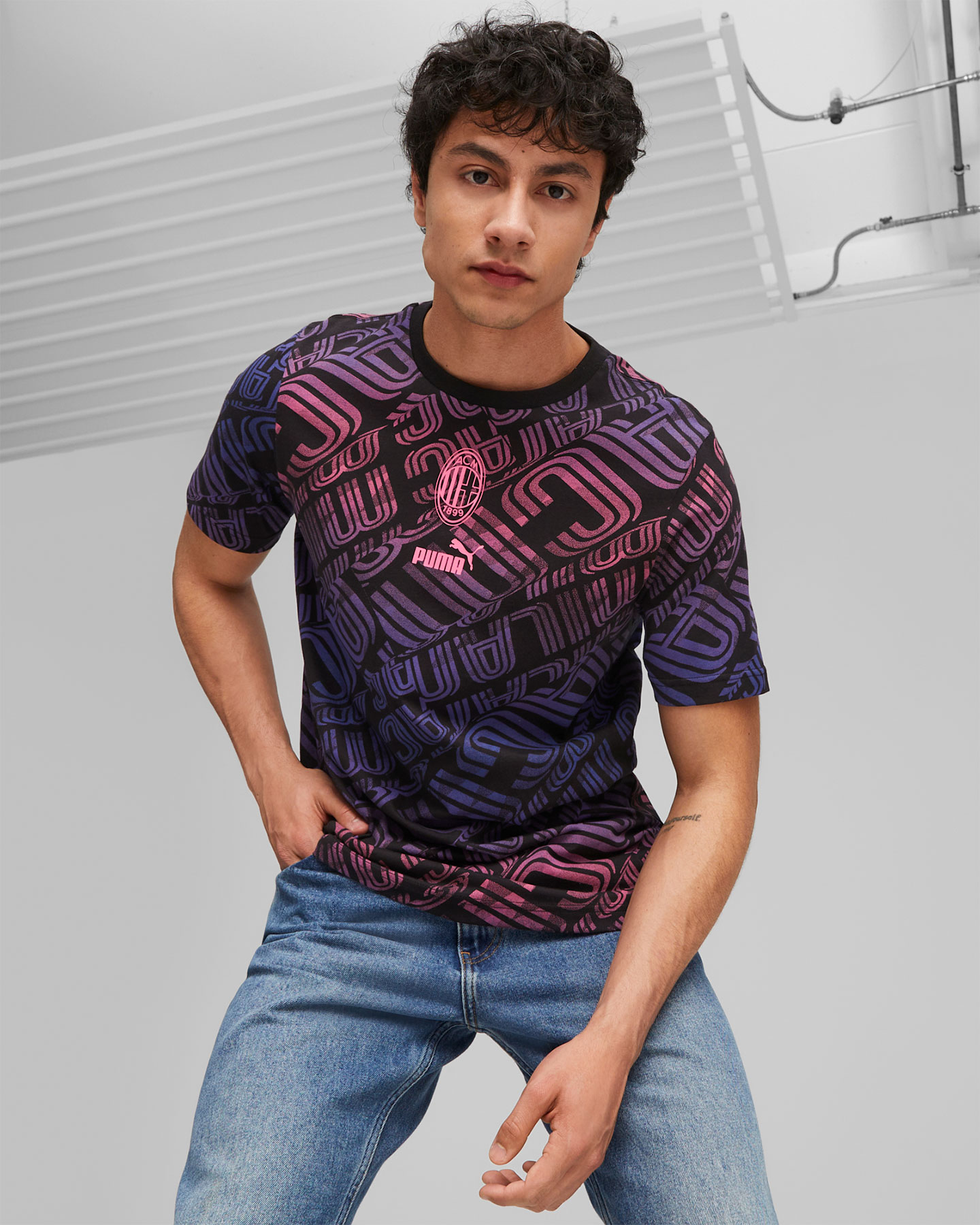 Abbigliamento calcio ufficiale PUMA MILAN CORE ALL OVER M - Nero - 2 | Cisalfa Sport