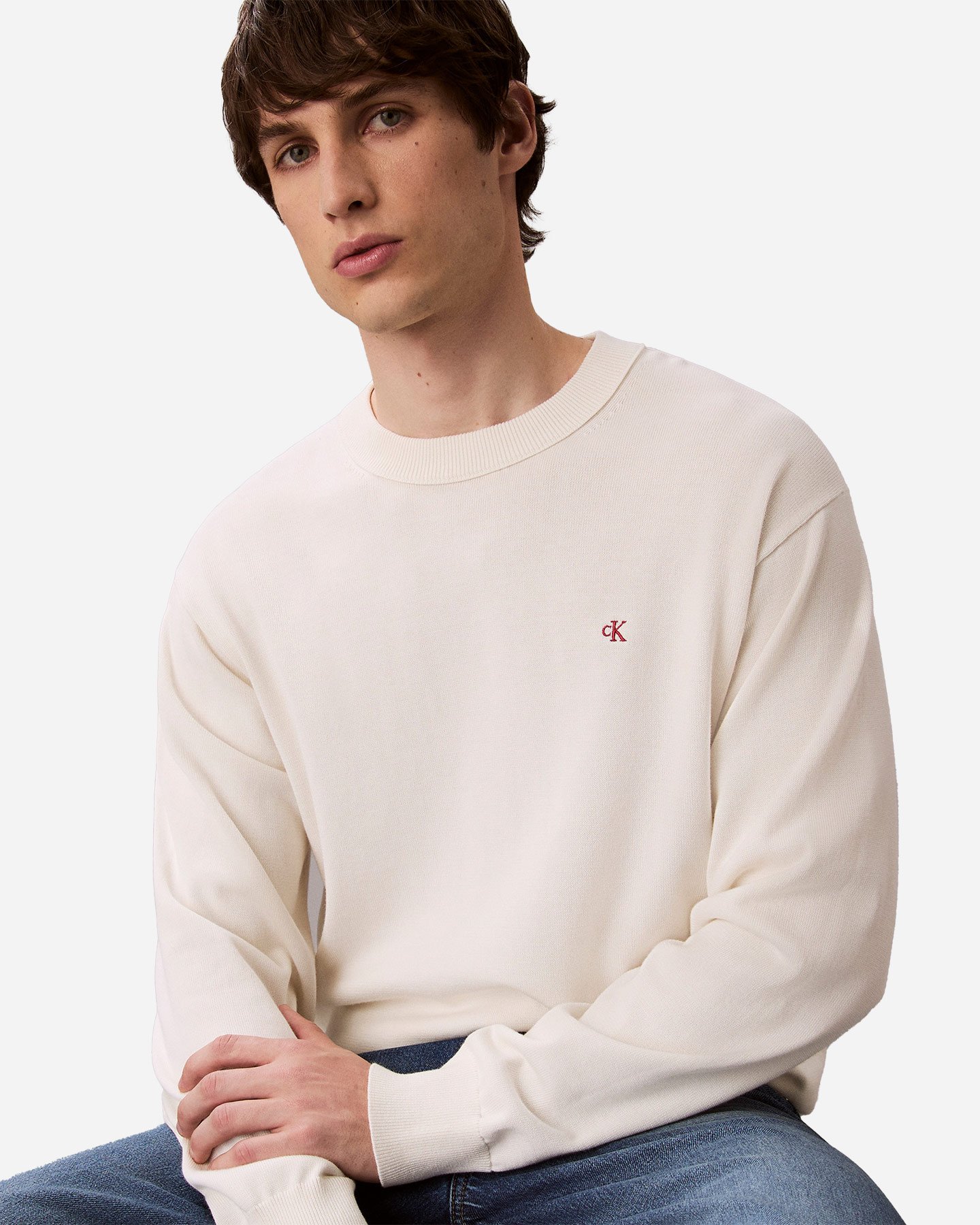 Maglione CALVIN KLEIN JEANS SMALL LOGO M - Beige - 5 | Cisalfa Sport