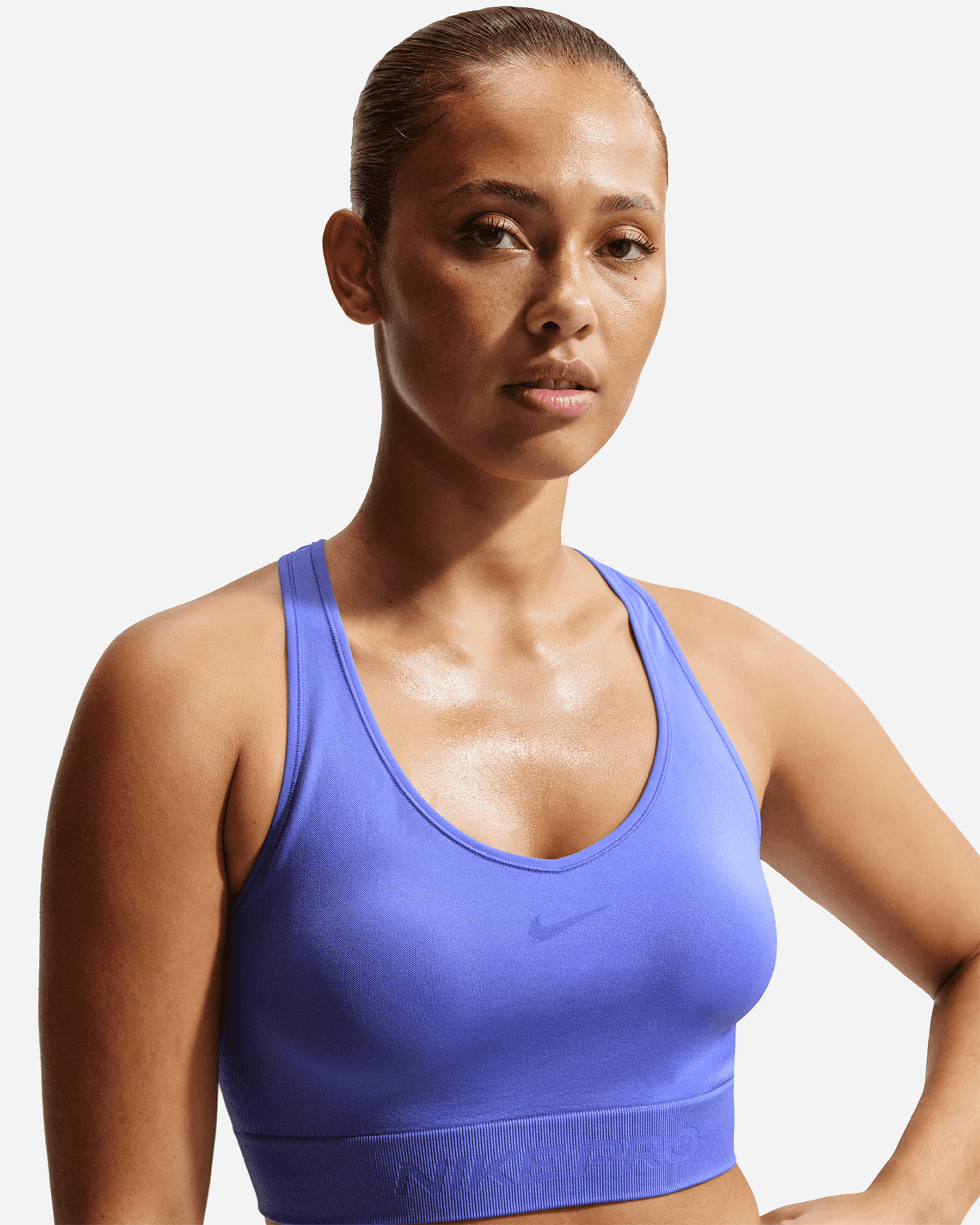 Canotta training NIKE VOGATORE SEAMLESS CROP PRO W - Blu - 4 | Cisalfa Sport