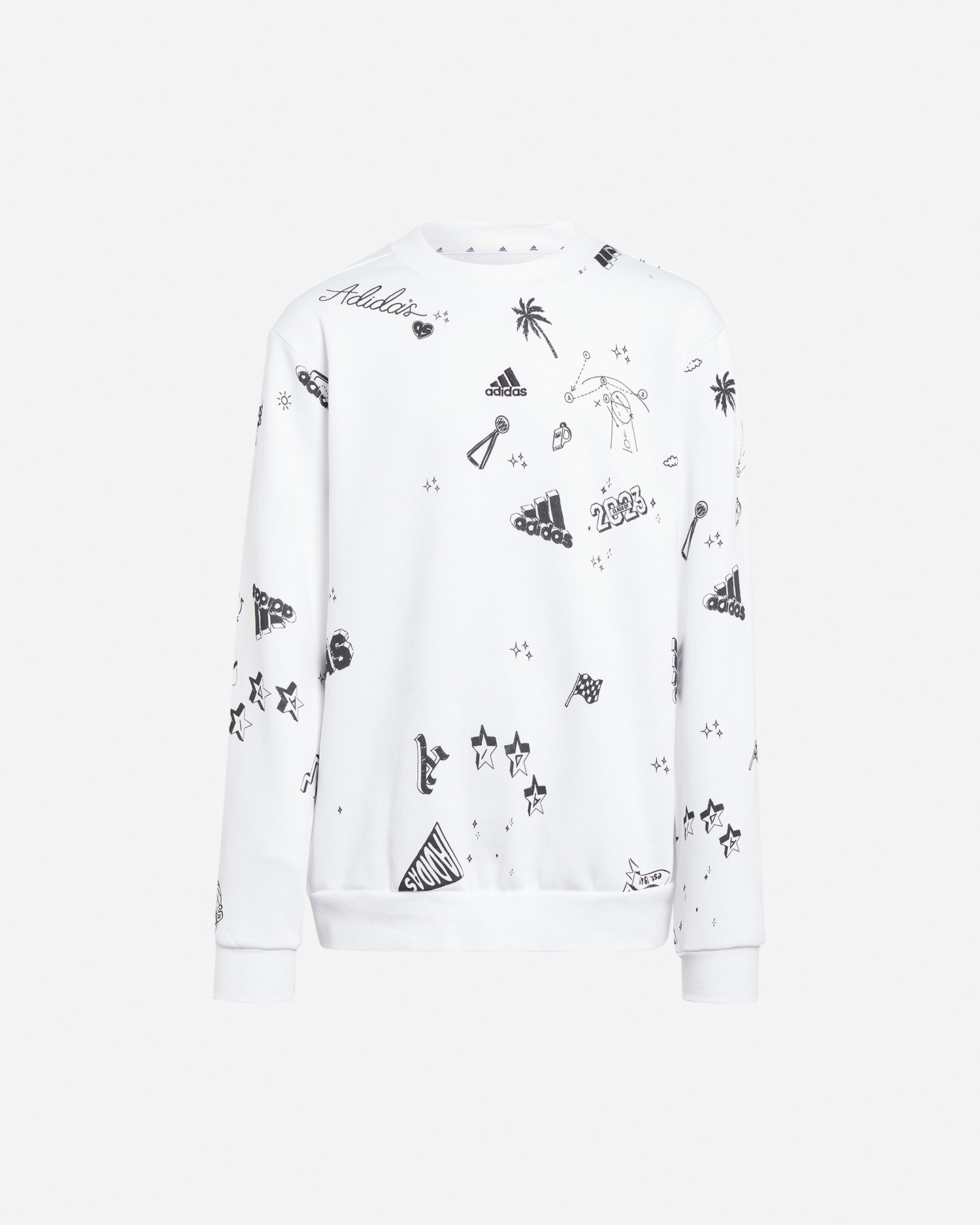 Felpa ADIDAS ALL OVER JR - Bianco - 0 | Cisalfa Sport