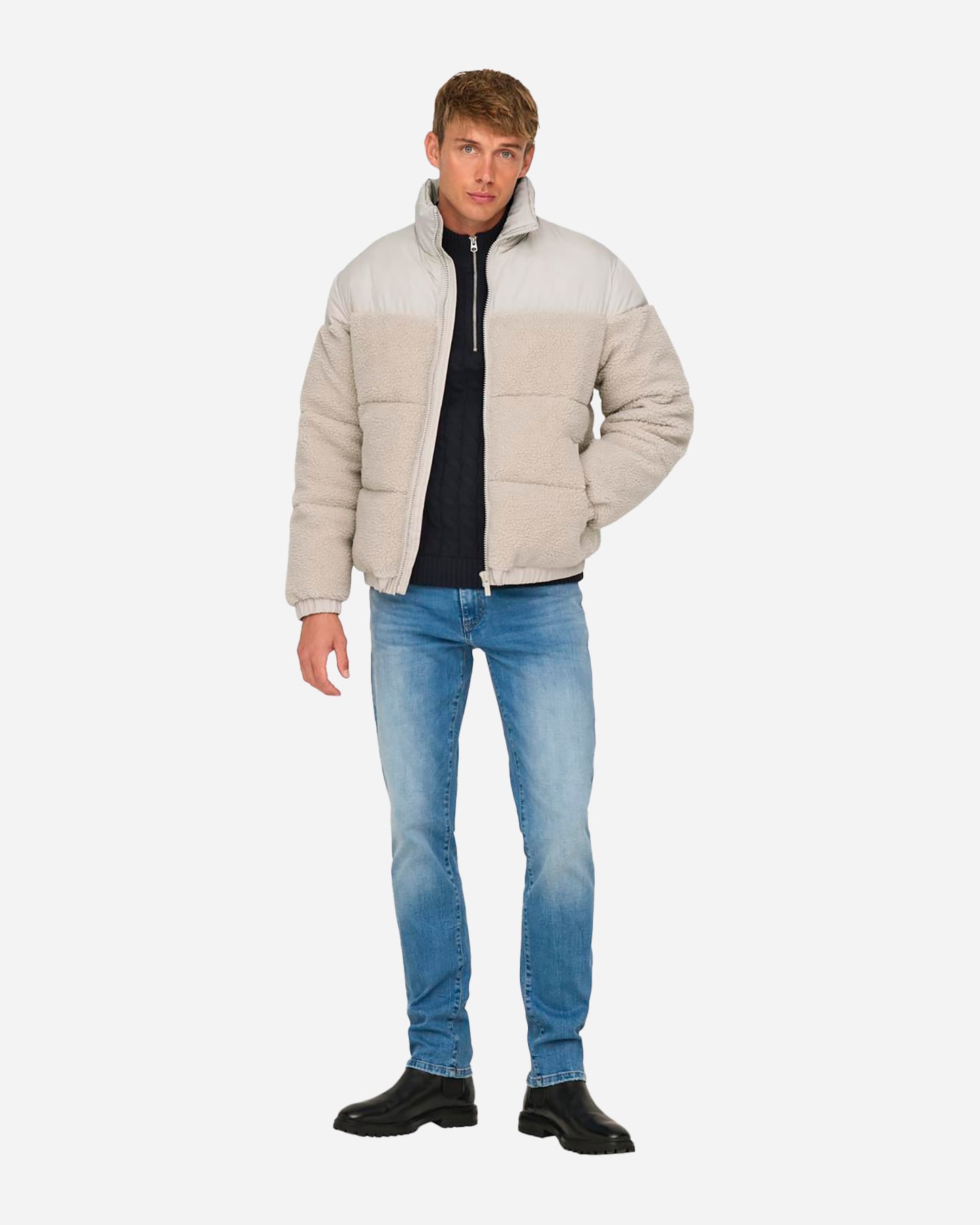 Giubbotto ONLY & SONS ELI MIX PUFFER M  - Beige - 3 | Cisalfa Sport
