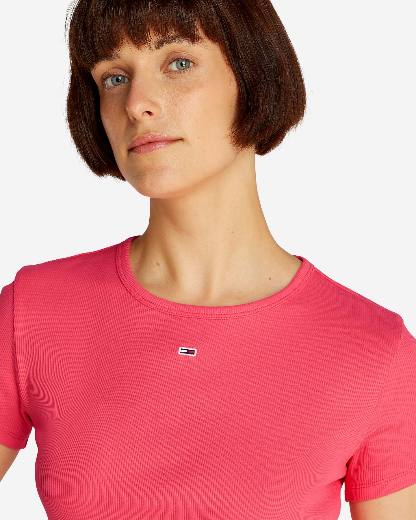 T-shirt TOMMY HILFIGER SLIM LOGO FLAG W - Rosa - 5 | Cisalfa Sport