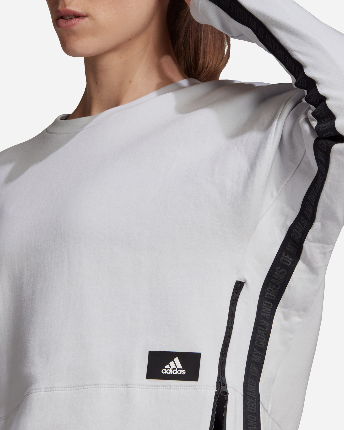Felpa ADIDAS POLY CROP W - Bianco - 4 | Cisalfa Sport
