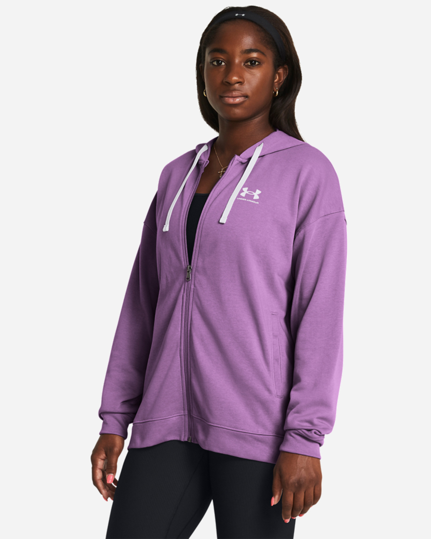 Felpa UNDER ARMOUR RIVAL TERRY W - Viola - 2 | Cisalfa Sport