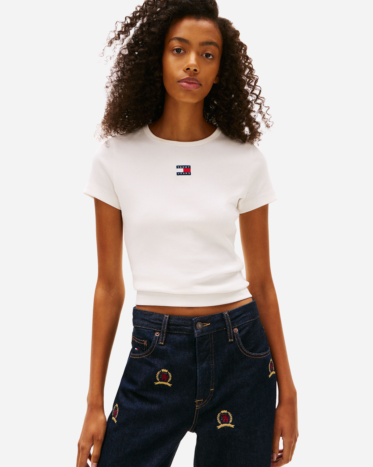 T-shirt TOMMY HILFIGER RIB BADGE W - Bianco - 1 | Cisalfa Sport