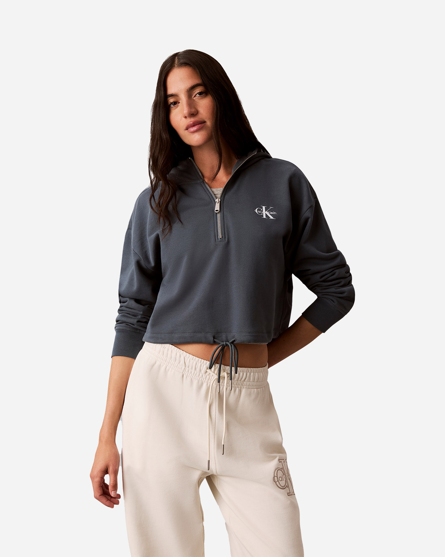 Felpa CALVIN KLEIN JEANS MONOLOGO W - Antracite - 1 | Cisalfa Sport