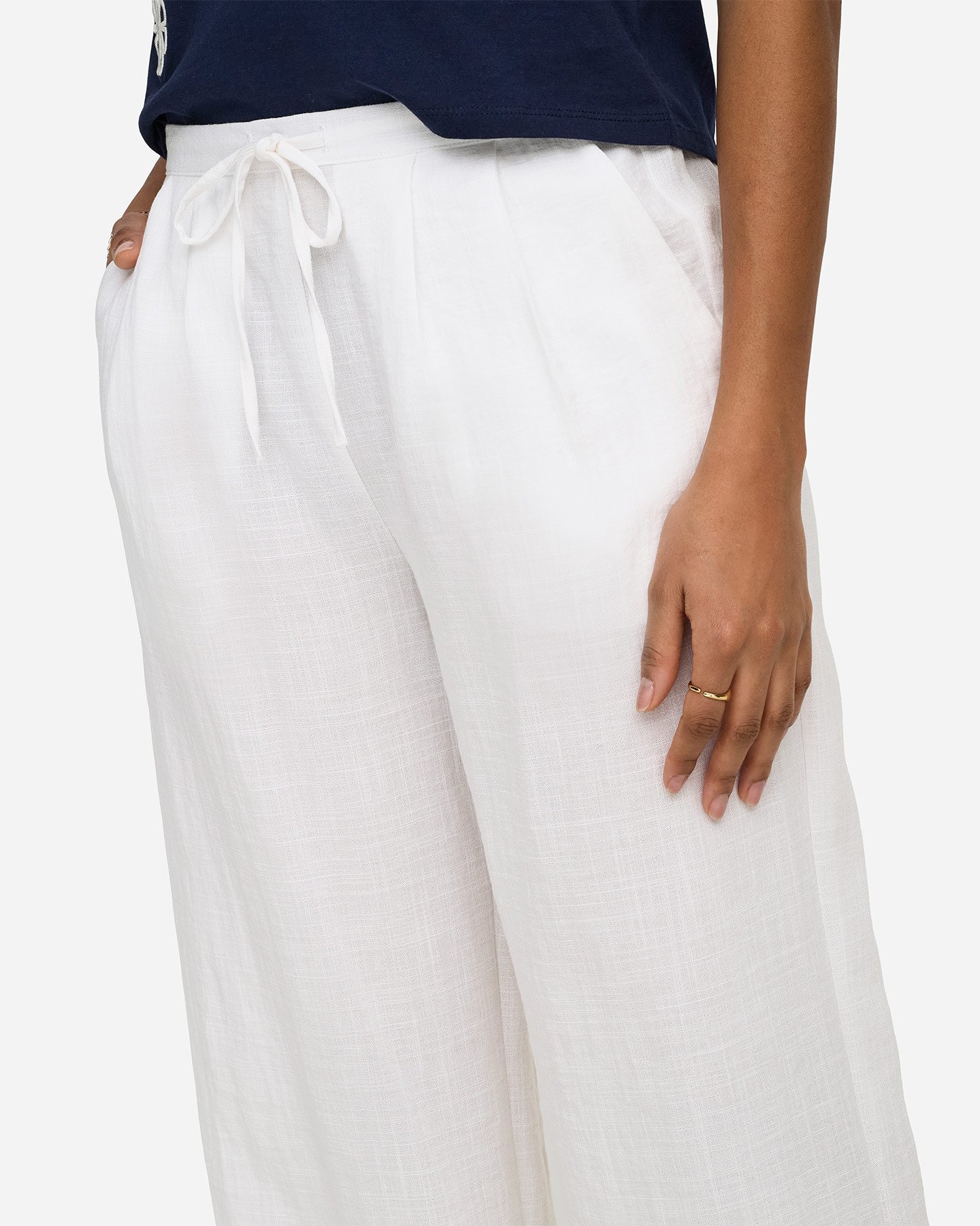 Pantalone ONLY ITA LINEN WIDE L32 W - Bianco - 5 | Cisalfa Sport