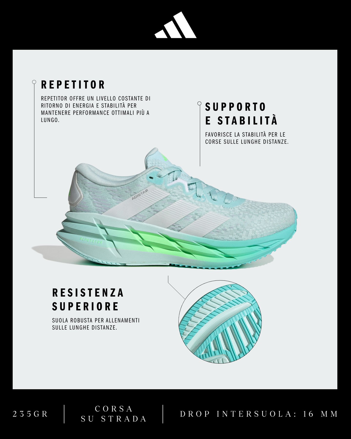 Scarpe running ADIDAS ADISTAR 4 W - Verde - 1 | Cisalfa Sport